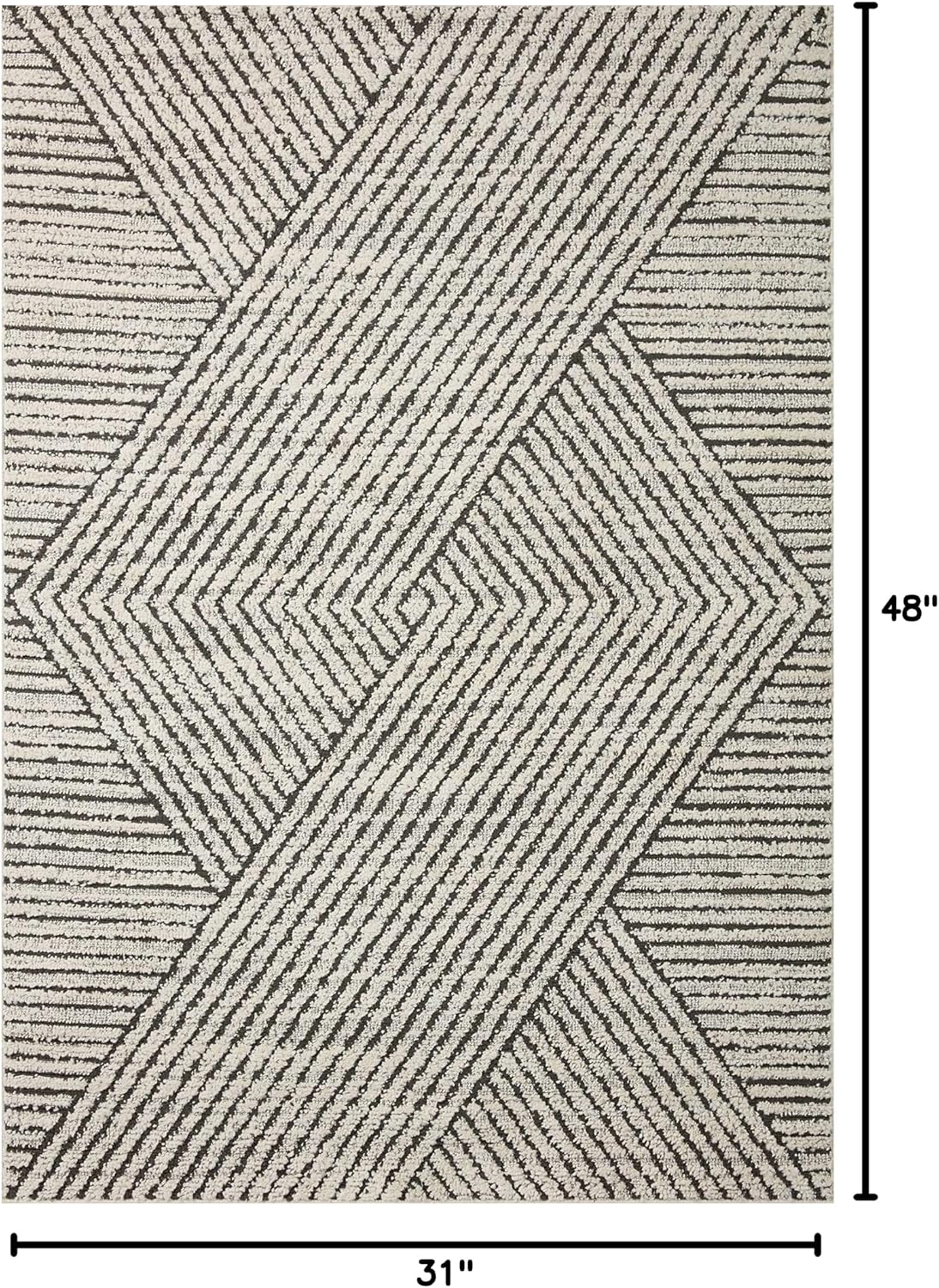 Loloi Fabian Collection FAB-06 Charcoal/Ivory 2'-7" x 4' Accent Rug