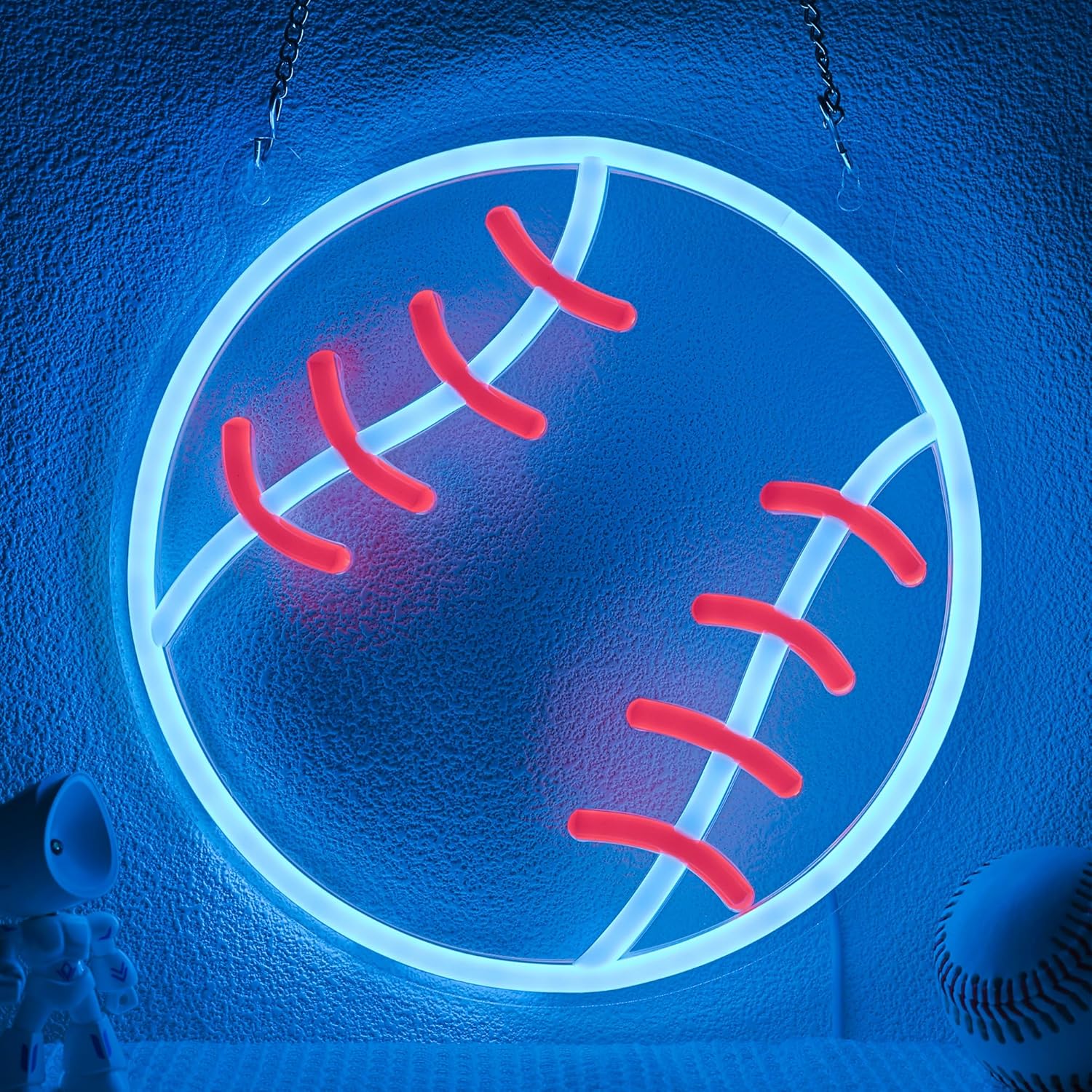 Lampeez Baseball Neon Sign, LED Baseball Lights for Room Decor, Light Up Signs for Wall Decor, Gift for Boys Teen Sports Party Decoration