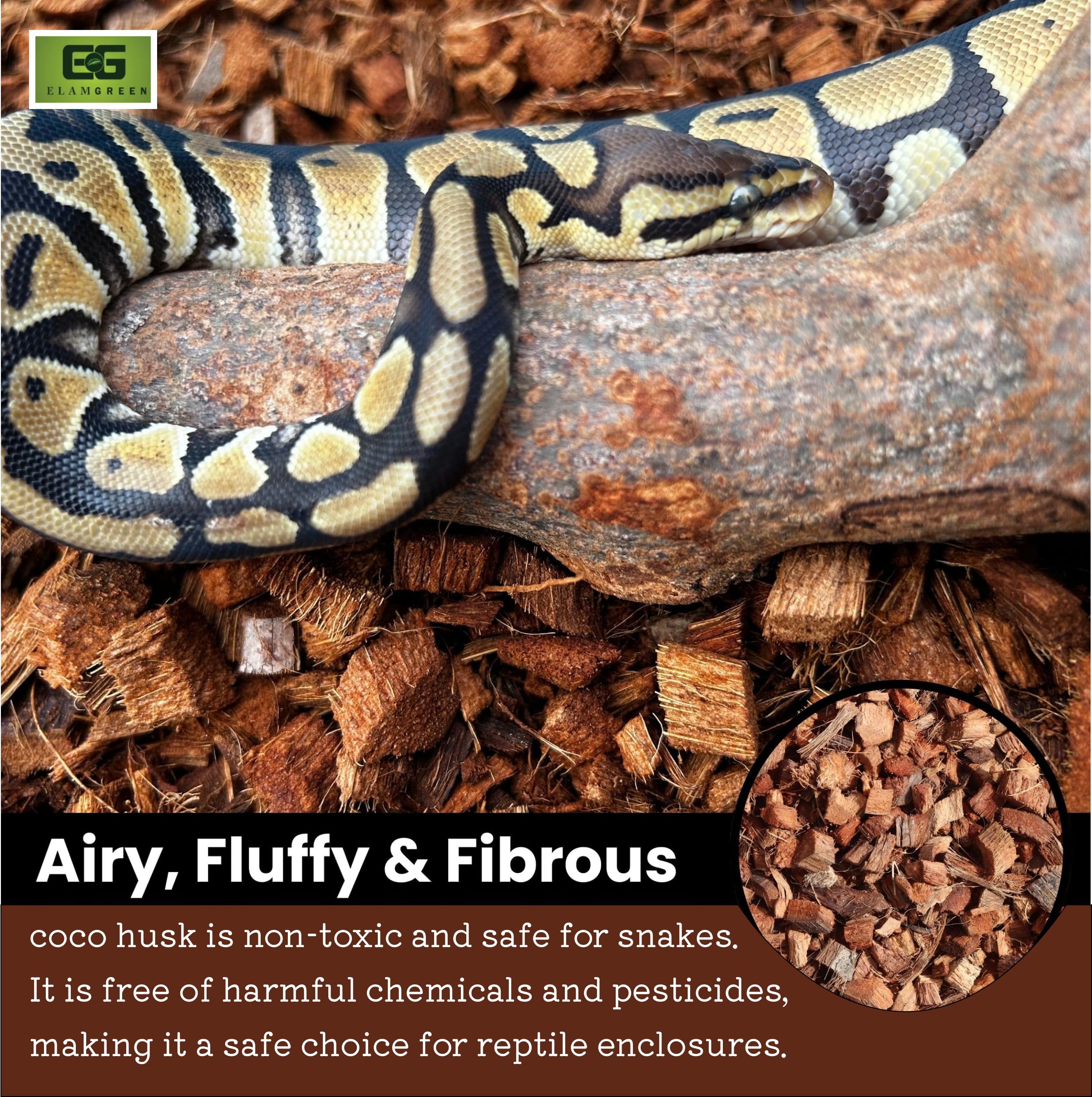 Elamgreen Coco Husk Block | Natural Bedding for Snakes, Reptiles & Small Pets (4.5kg) 3