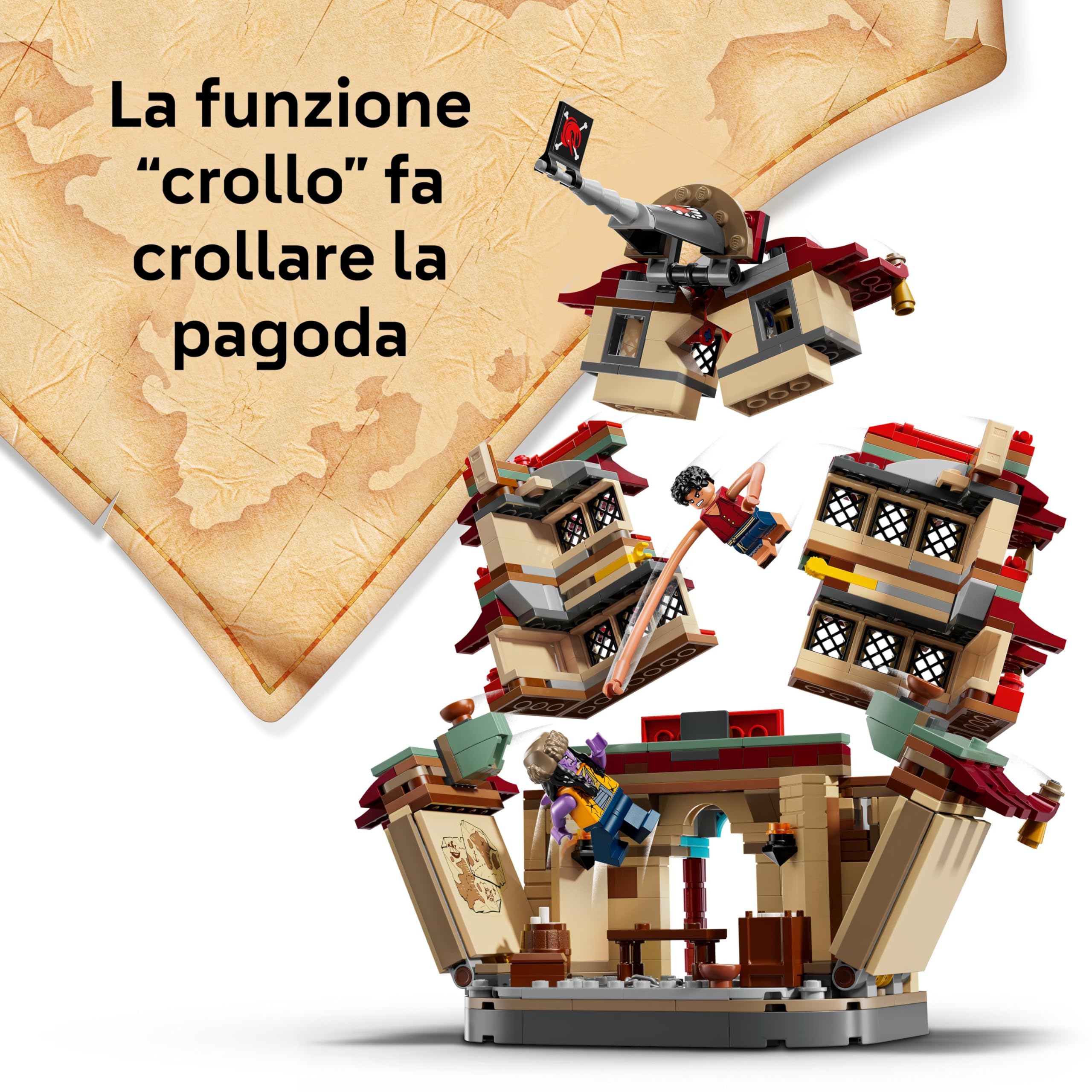 LEGO ONE PIECE Battaglia ad Arlong Park - Giocattolo Interattivo con 5 Minifigure tra cui Luffy e Nami, e una Pagoda che Crolla - Regalo per Bambini, Bambine e Fan degli Anime da 9 Anni in su - 75638