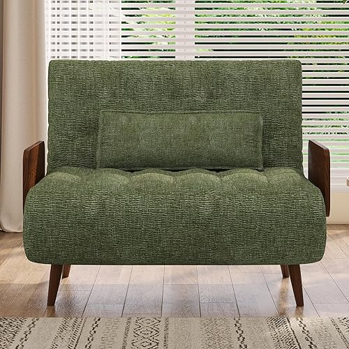 Miniatura 45 de JASIWAY Silla convertible para adultos, silla futón convertible 3 en 1 de lino con almohada, sofá cama individual plegable, cama de invitados para