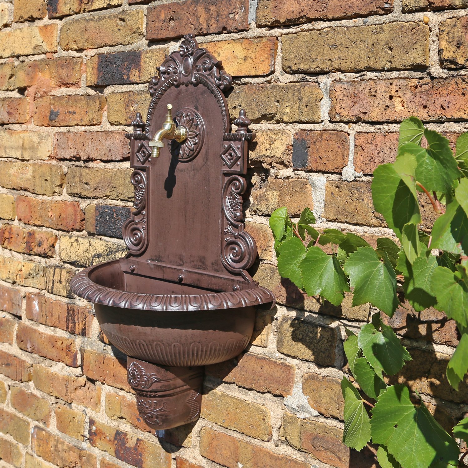 CLGarden Wandbrunnen von CLGarden WB1 im nostalgischen Design Gartenbrunnen Wasserzapfstelle mit Waschbecken