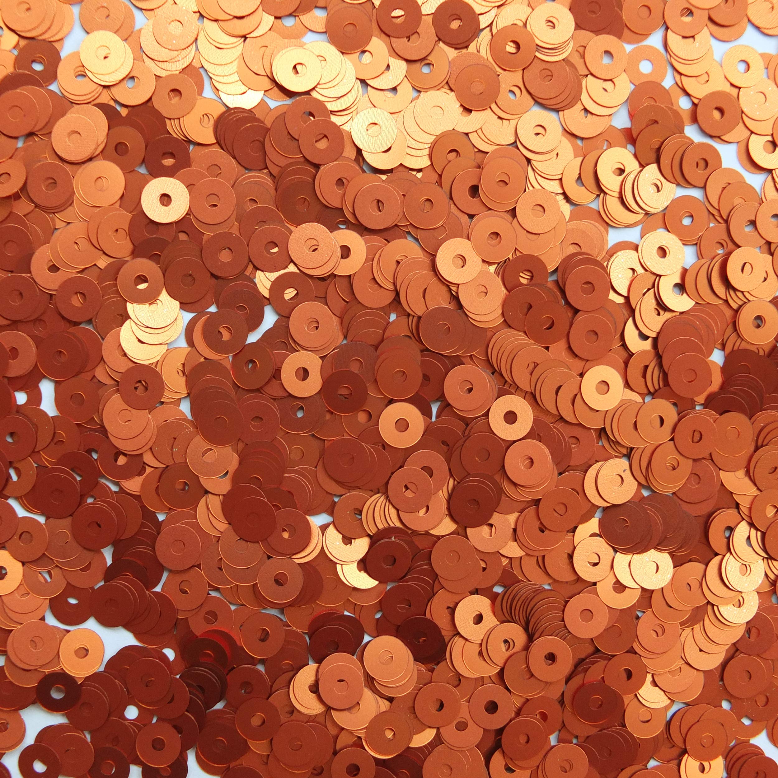 4mm Flat Sequins Orange Matte Metallic Medium Hole Made in USA