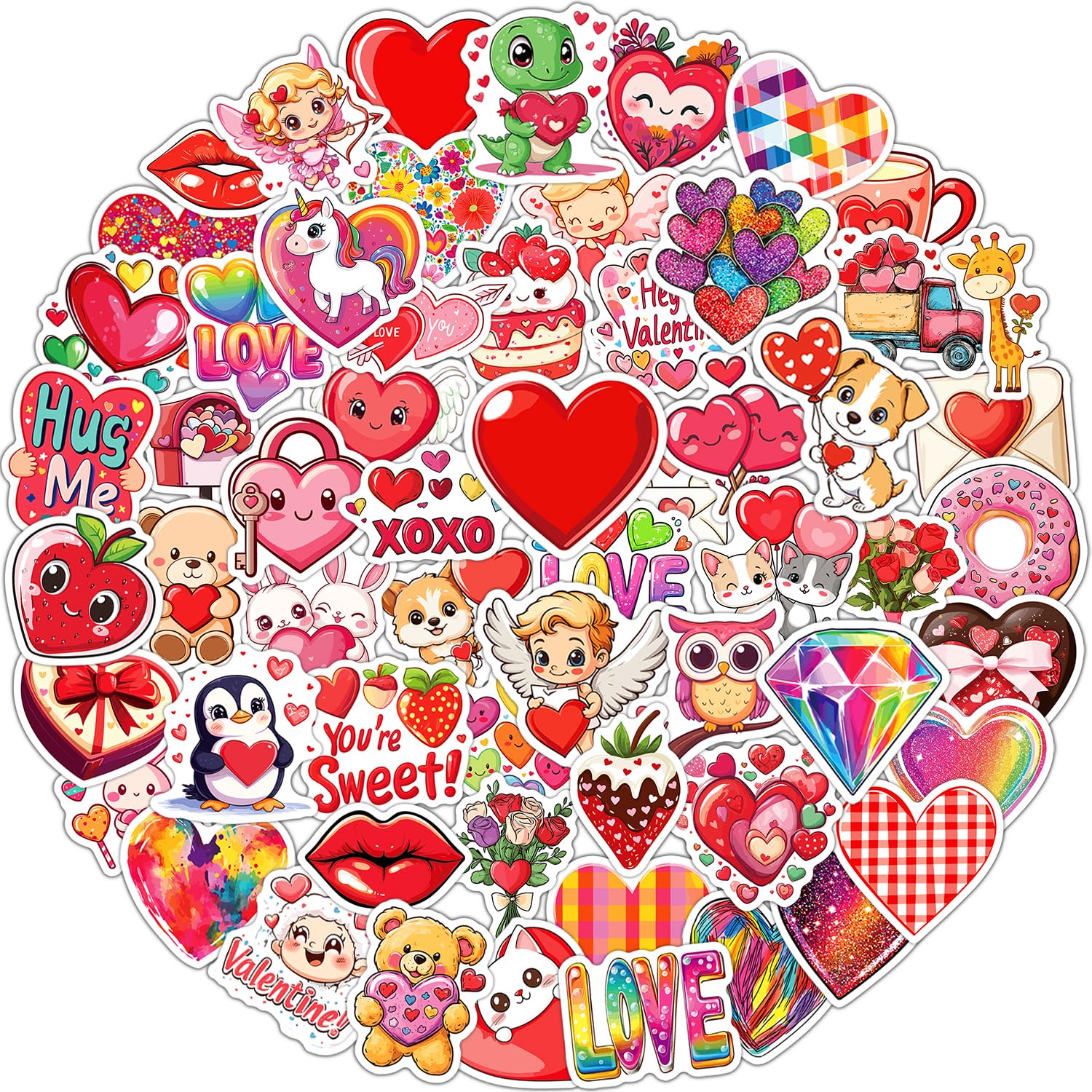 Calcomanías de San Valentín para niños con corazones a granel para recuerdos de fiestas