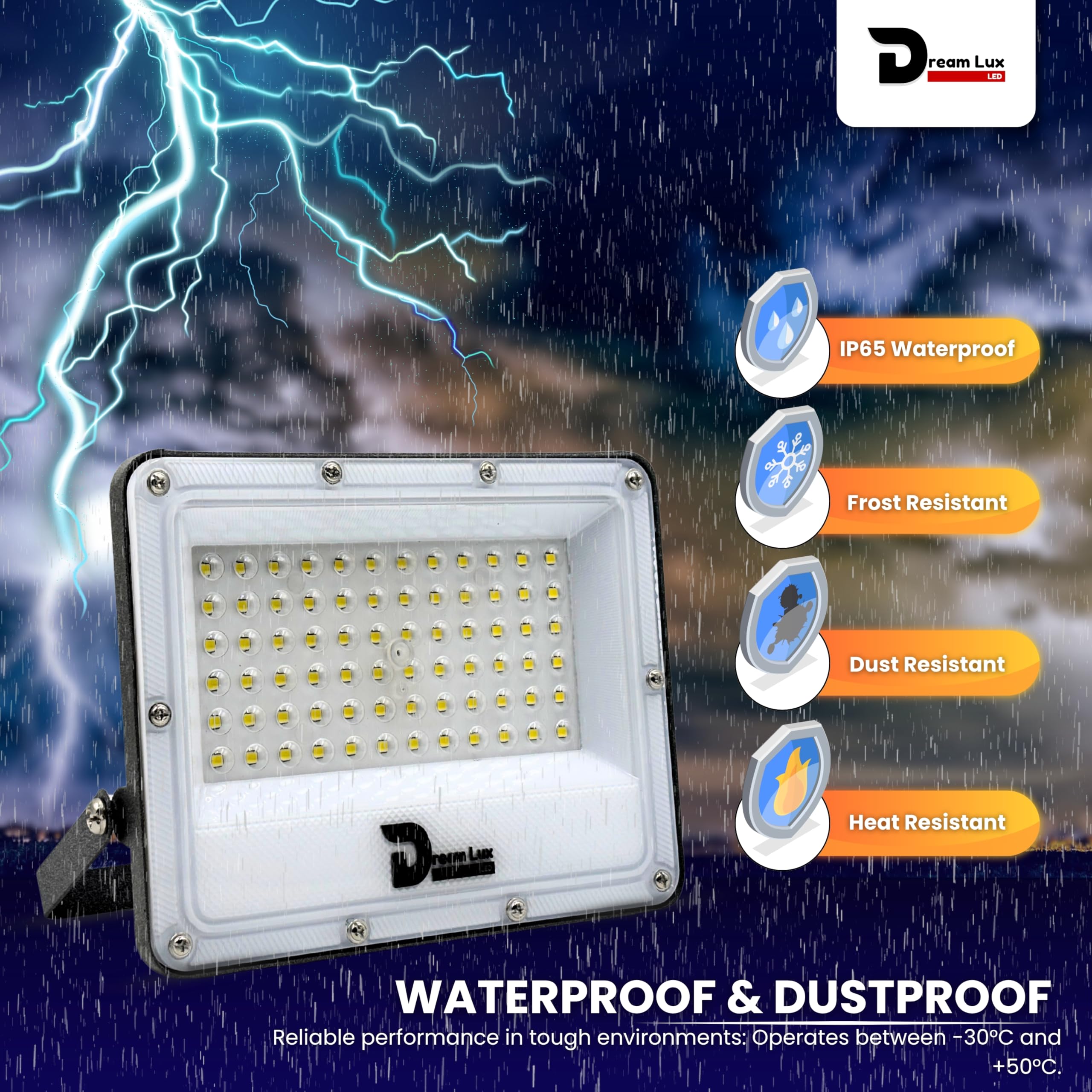 Dreamlux LED Flood Light - Waterproof Outdoor Security -7