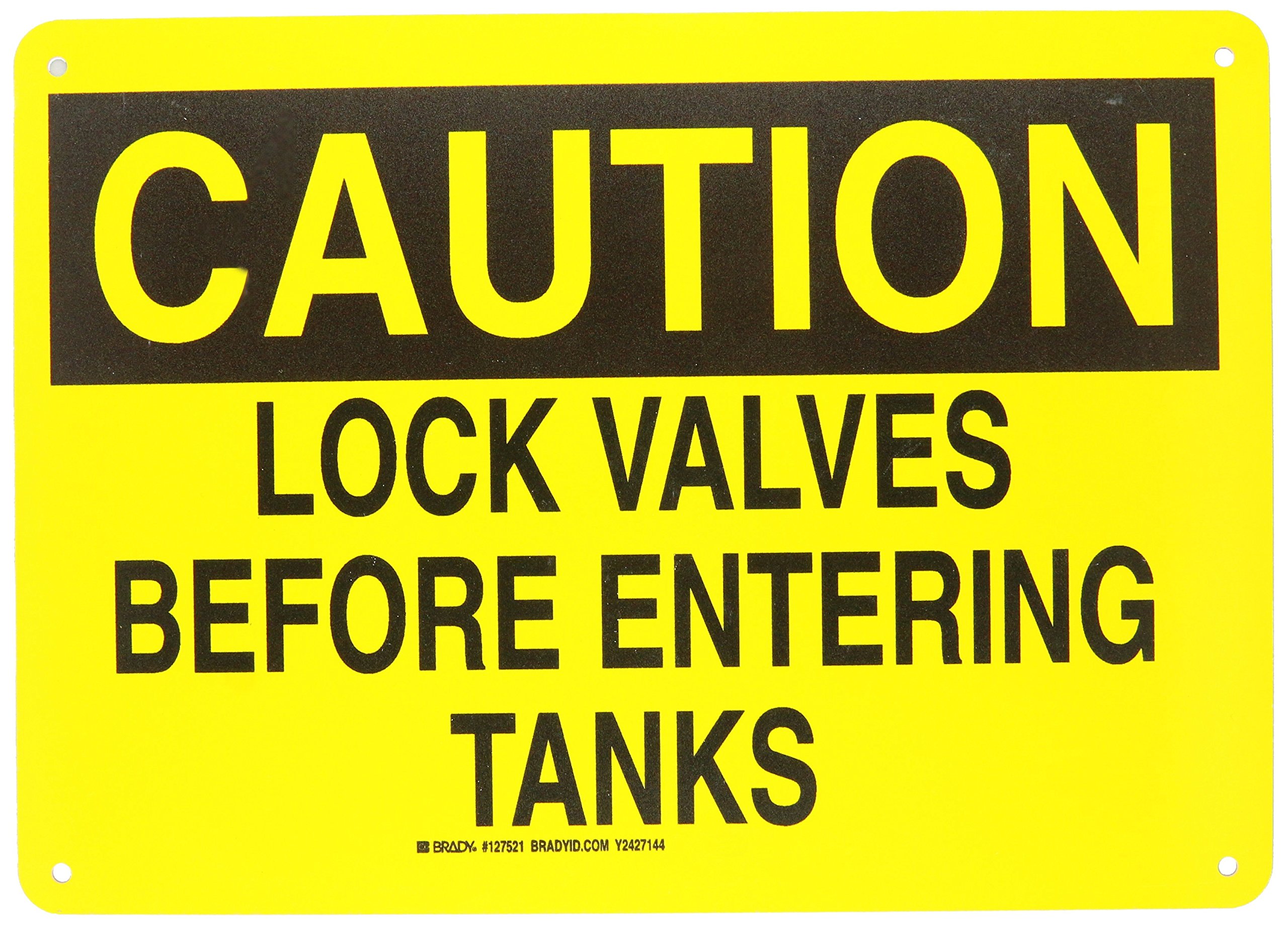 Brady 127521 Lockout Tagout Sign Legend Lock Valves Before Entering ...