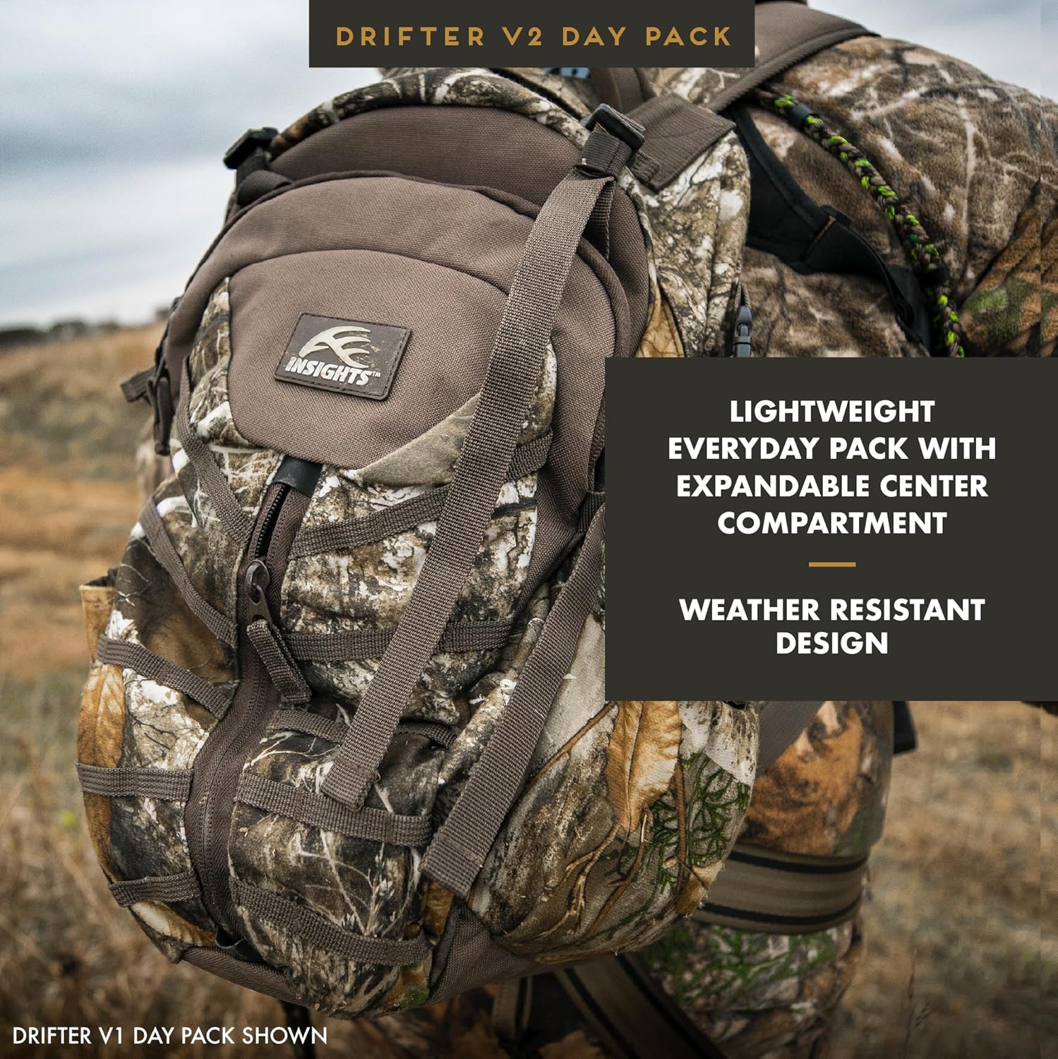 Insights Hunting by frogg toggs The V2 Drifter Backpack, Lightweight Camouflaged Day Pack holds Decoy, two H20 Bottles, MO Bottomland - Image 3