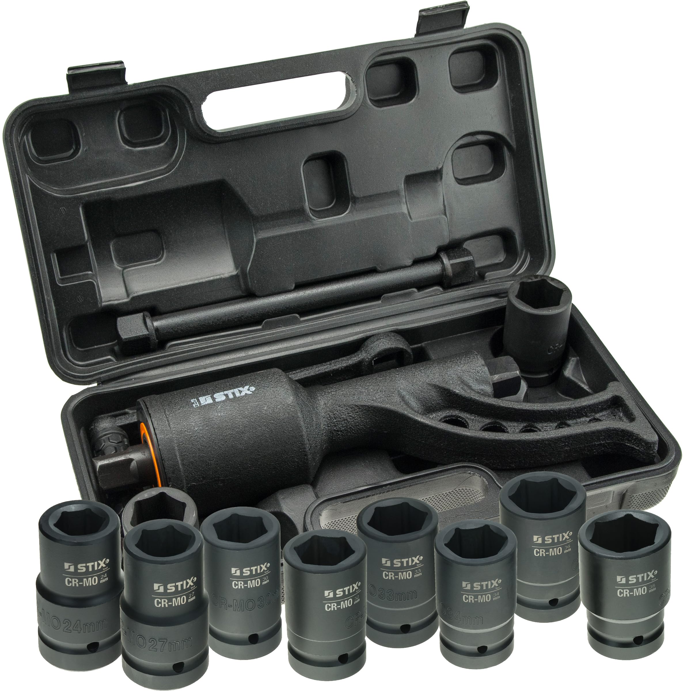 Stix STT-78-8000 Nm - Multiplicador de par con accionamiento de 1" (incluye llave de vaso de 1" CR-MO 24-38 mm, para ruedas de camiones, tractores y vehículos de construcción)