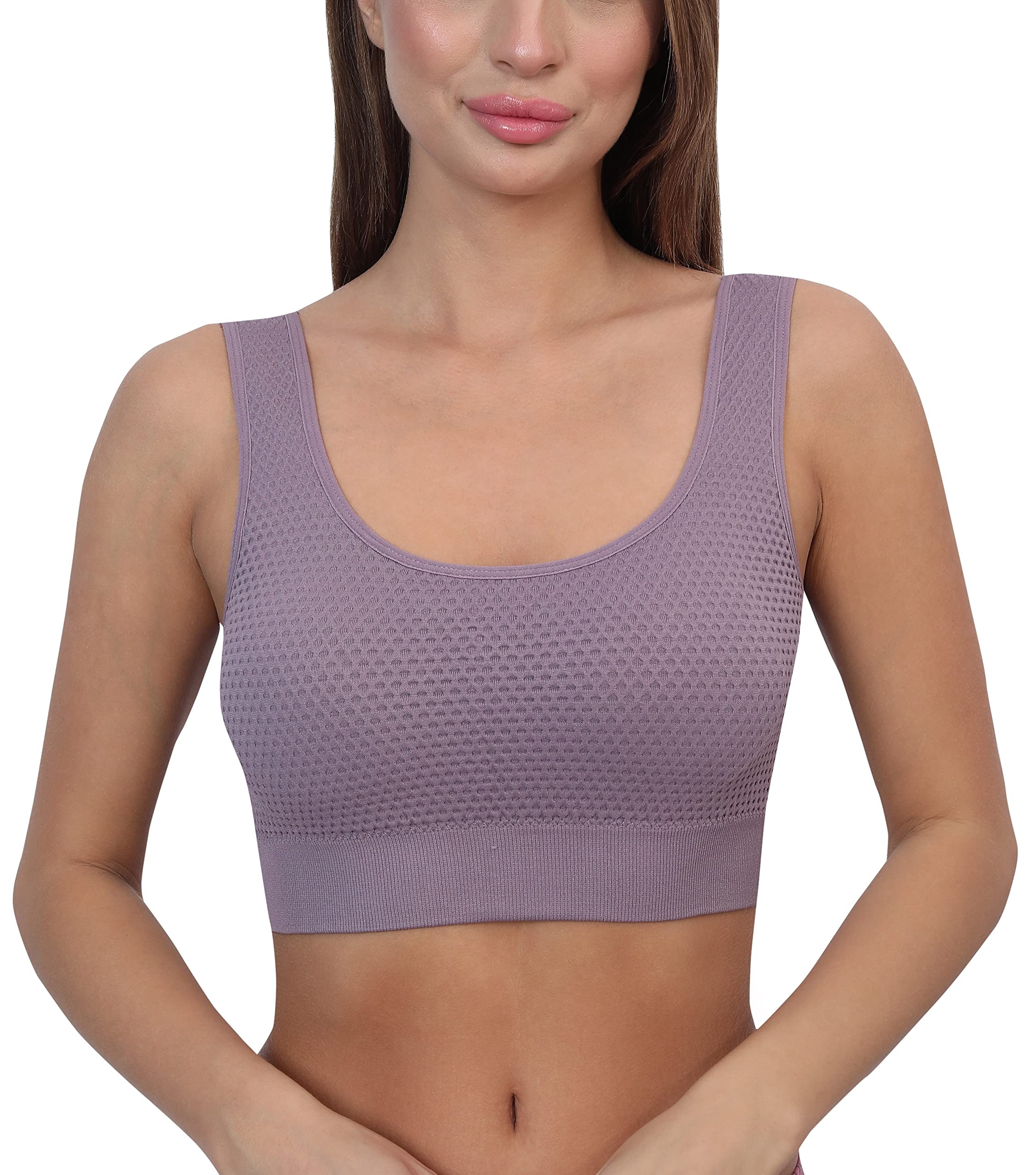 glamoras Women Nylon Spandex Padded Non Wired Full Coverage Sports Bra, Free Size-picture-35