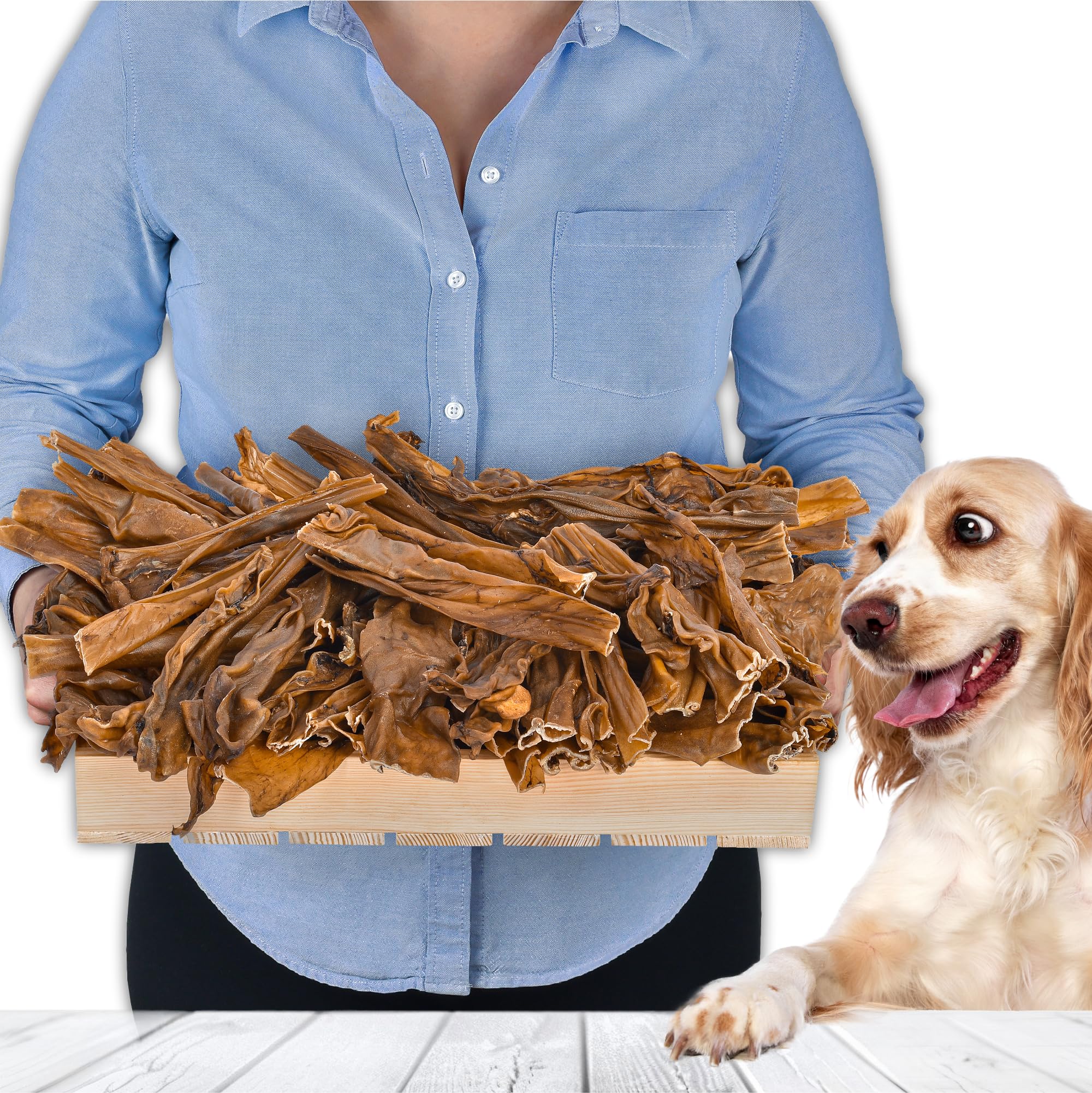Peau de cerf avec fourrure pour chien 1 kg (environ 50 à 55 pièces) | Articles à mâcher séchés en cerf | Séché à l'air, faible en graisse, sans céréales | Monoprotéine | Produit naturel pour petits et