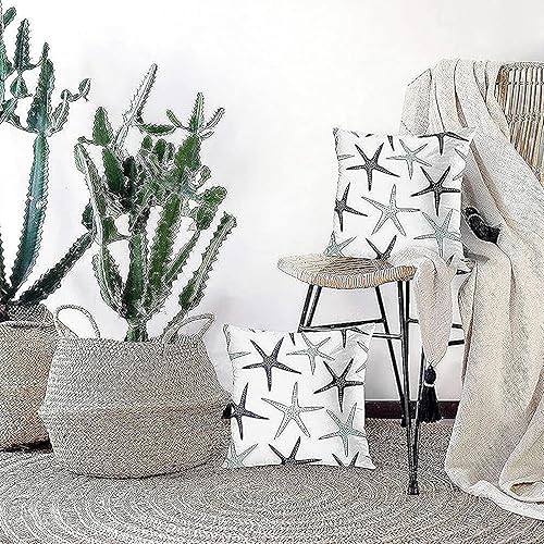 Miniatura 2 de Emvency Juego de 2 fundas de almohada decorativas para decoración del hogar, diseño cuadrado estándar de 16 x 16 pulgadas, diseño de estrellas de