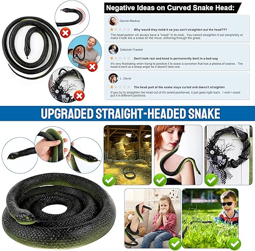 Miniatura 9 de Wirrabilla - Serpiente falsa realista mejorada, gruesa de 1 pulgada, bastante real, protección de jardín, broma, Halloween, cosplay de Medusa,