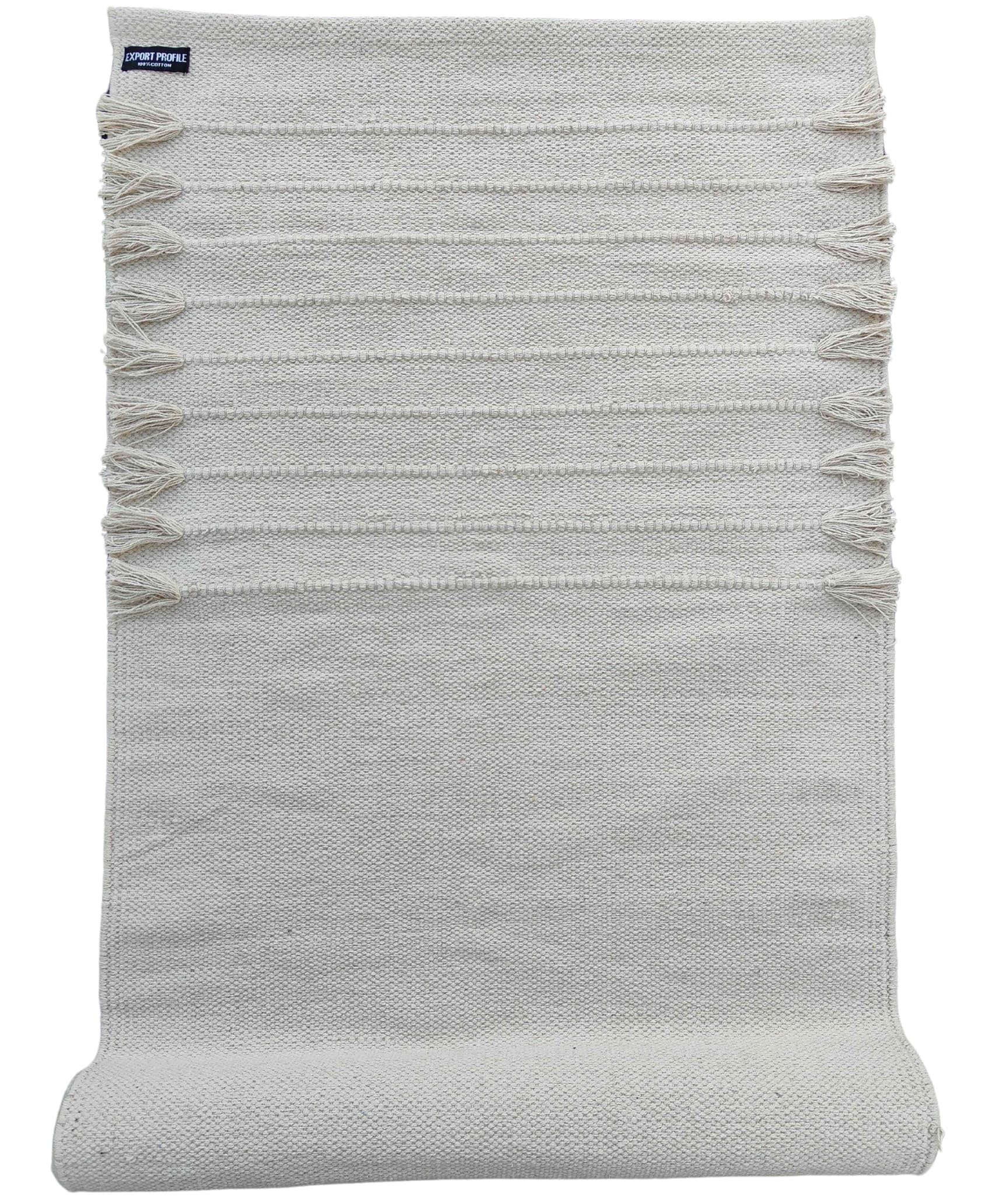 EXPORT PROFILE Handmade Organic Anti Slip Cotton Yoga Mat Natural Yoga Mat - Yoga Rug - Exercise, Workout, & Fitness Rug Made of 100% Cotton - Woven Material White Gradient (24”x72”x5mm) — image 1