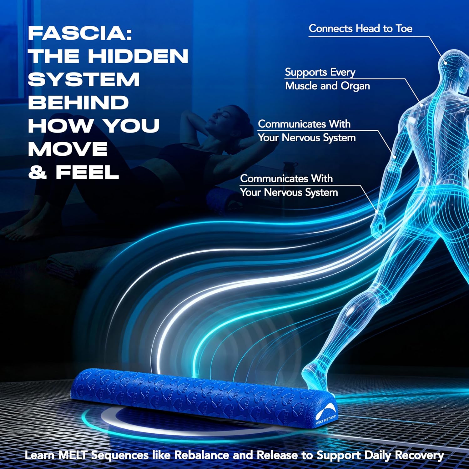 MELT Method 36 Inch Half Foam Roller for Back w/FasciaTherapy Technology - Low Density Soft Foam Roller for Physical Therapy - Half Round & Soft - Great for Pilates & Gentle Muscle Recovery - Image 8