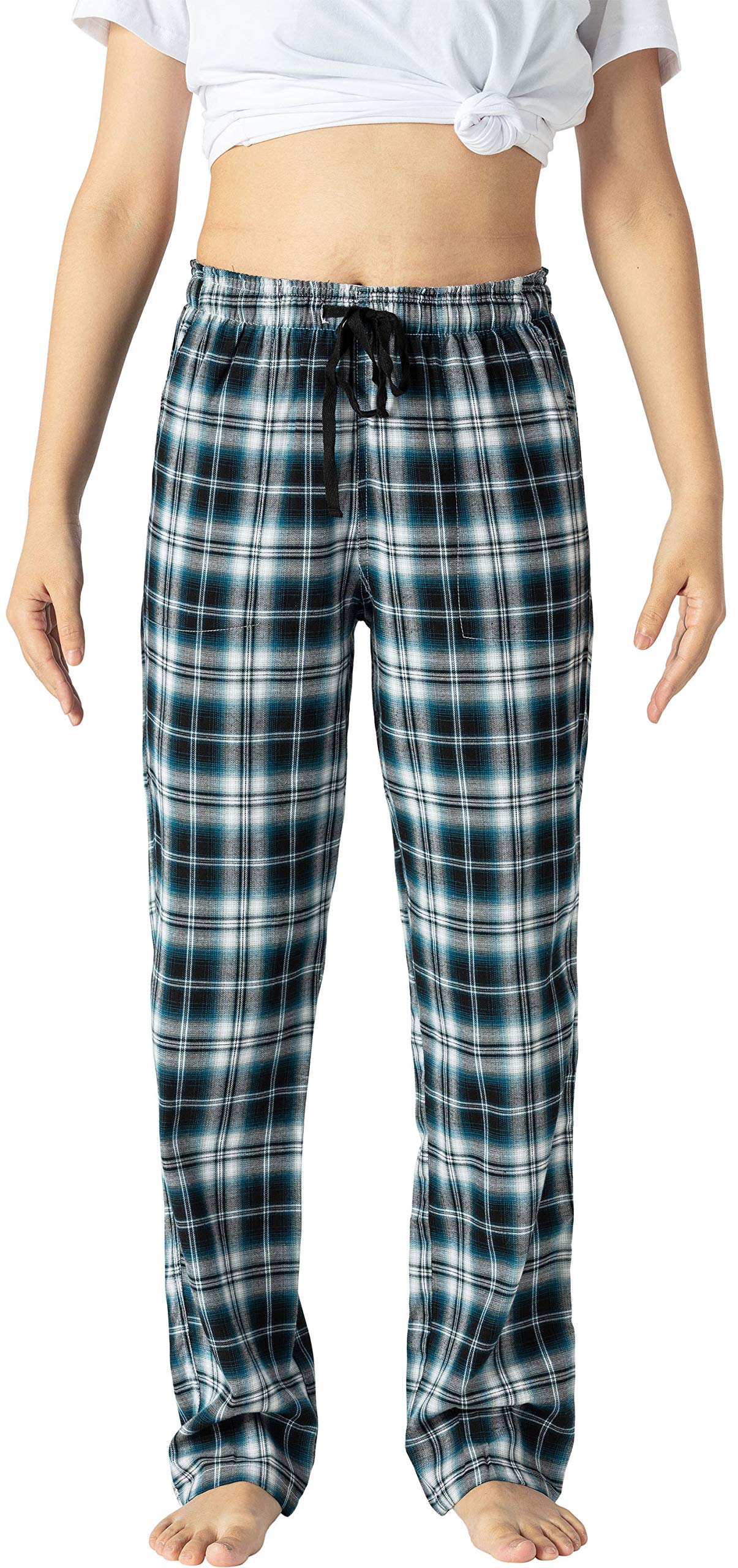 AIRIKEWomen's Pyjama Bottoms Warm Long Cotton Soft Pyjama Bottoms Checked Winter Sleepwear Casual Trousers, No. 3756., XS
