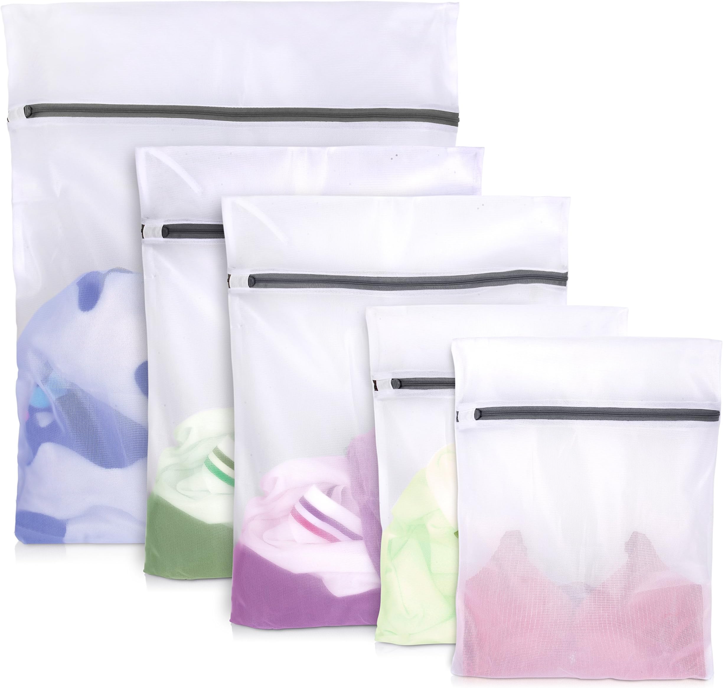 EcoEarth Mesh Laundry Bags (Premium Tier) (5 Pack: 1 XL, 2 Lg, 2 Med Bags), Laundry Bag for delicates, Lingerie Bags for Laundry, Bra Bag for Washing Machine, Delicate Laundry Bag, Mesh Lingerie Bag