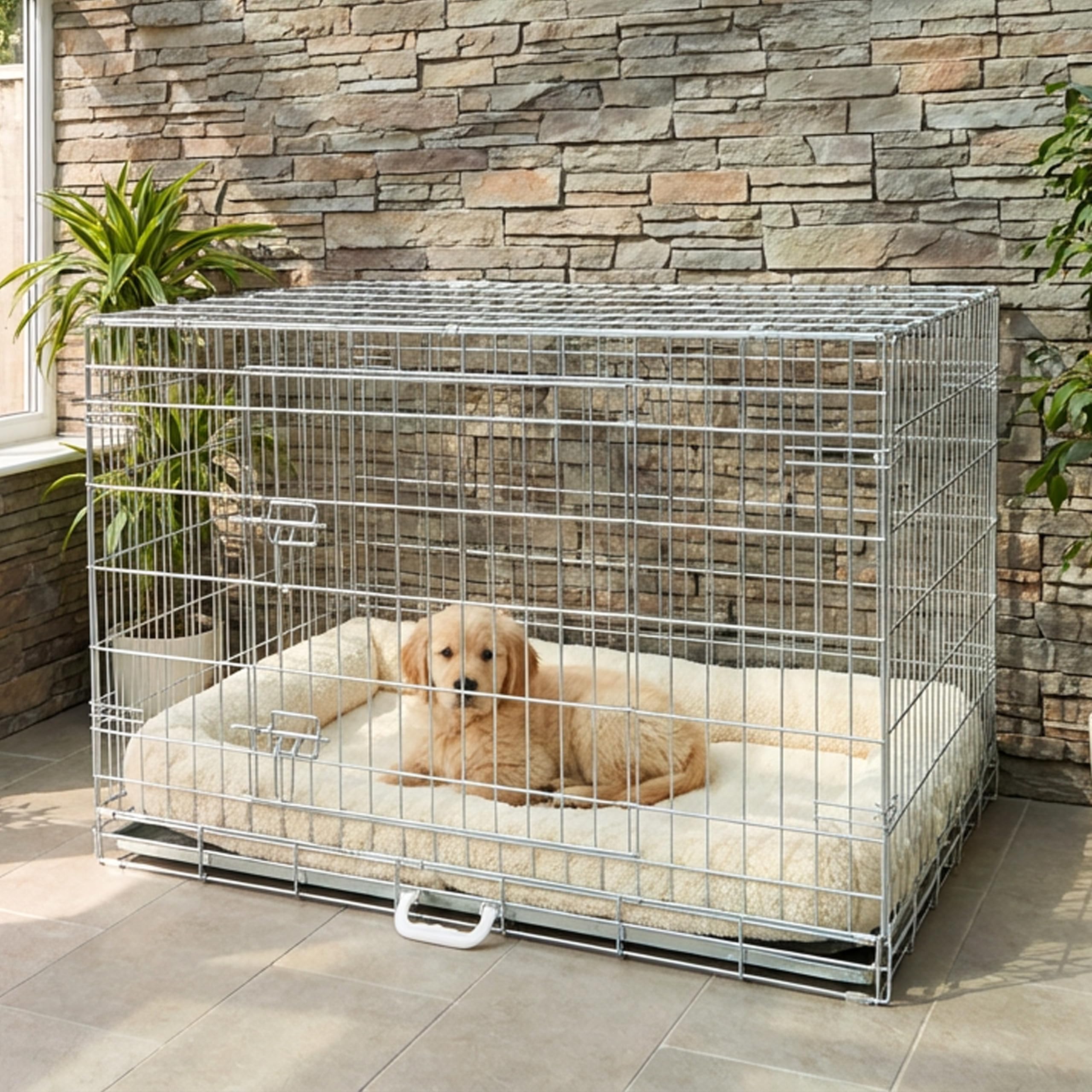 Cozy Pet XL Dog Crate with Galvanised Metal Tray XL Dog Cage 48" Silver Chew Proof Metal Tray Folding Large Puppy Cage 122cm Long Large Size Puppy Crate Cat Carrier Transport. DC48S