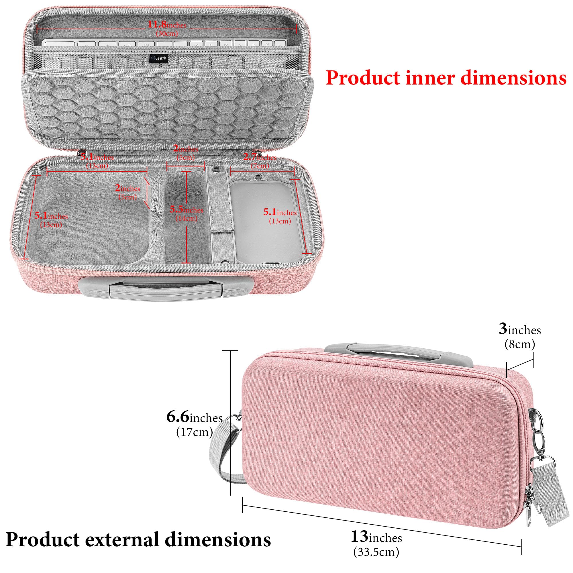 Custodia Rigida Da Viaggio Per Mac Mini M4 Pro/M4 (2024) – Protettiva Con Organizer Per Cavi E Mouse – Colore Rosa - 2