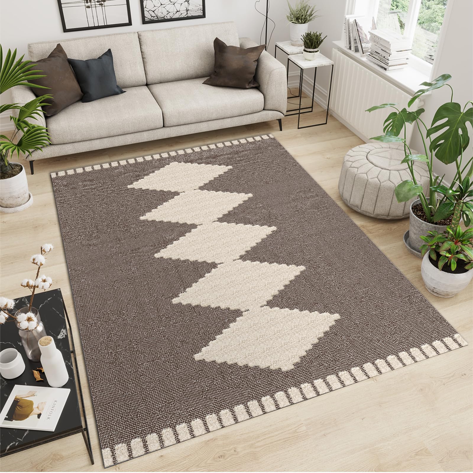 QDJKBL Area Rugs 60 x 120 cm Quadrilateral Geometric Retro Pattern, European Medieval Symmetry Rules Rugs for Living Room, Non-Slip Carpet Easy Care Fast Drying for Hotels Entrance Door
