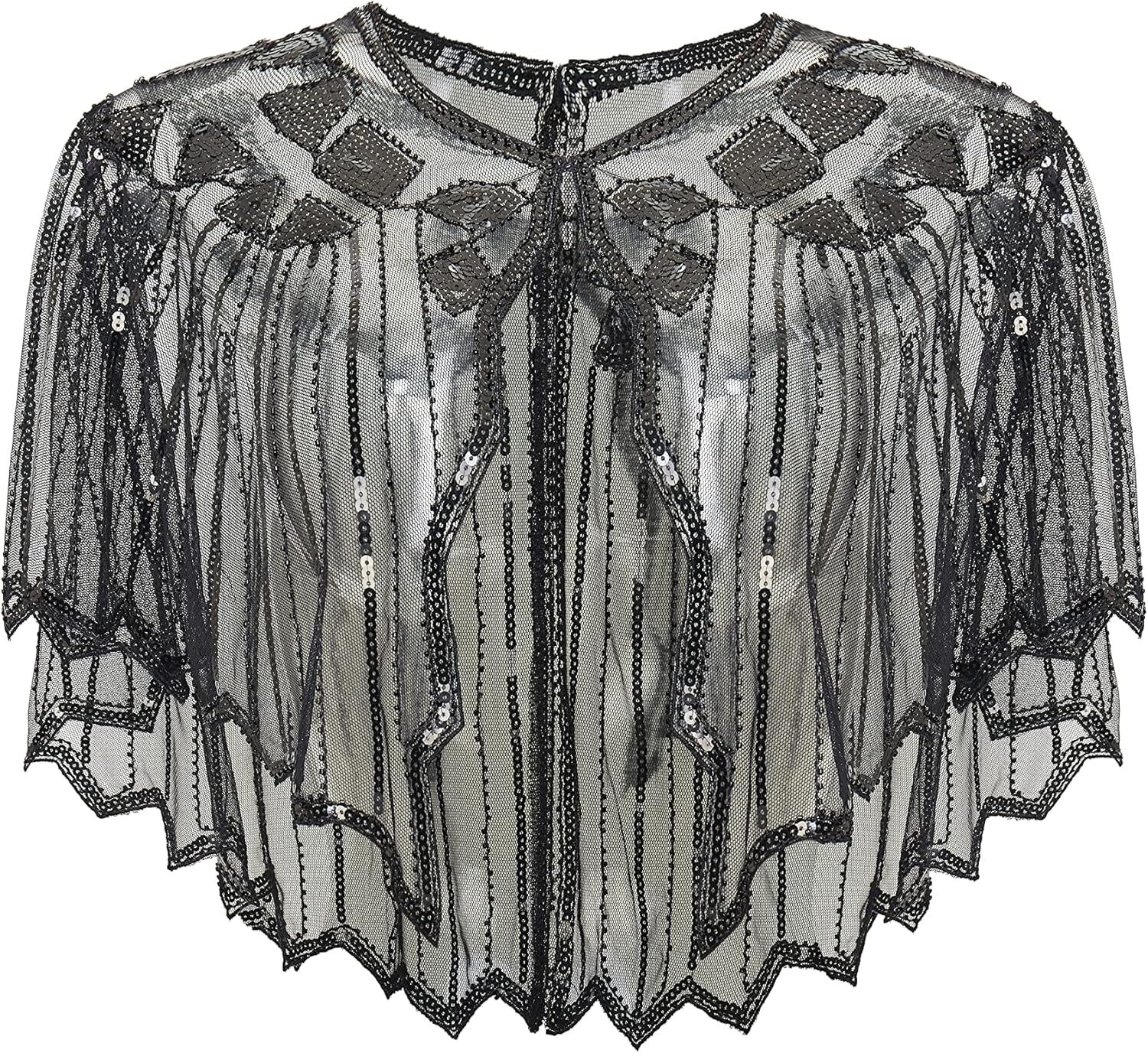 BABEYOND 1920s Shawl Wraps Sequin Beaded Evening Cape Bridal Shawl