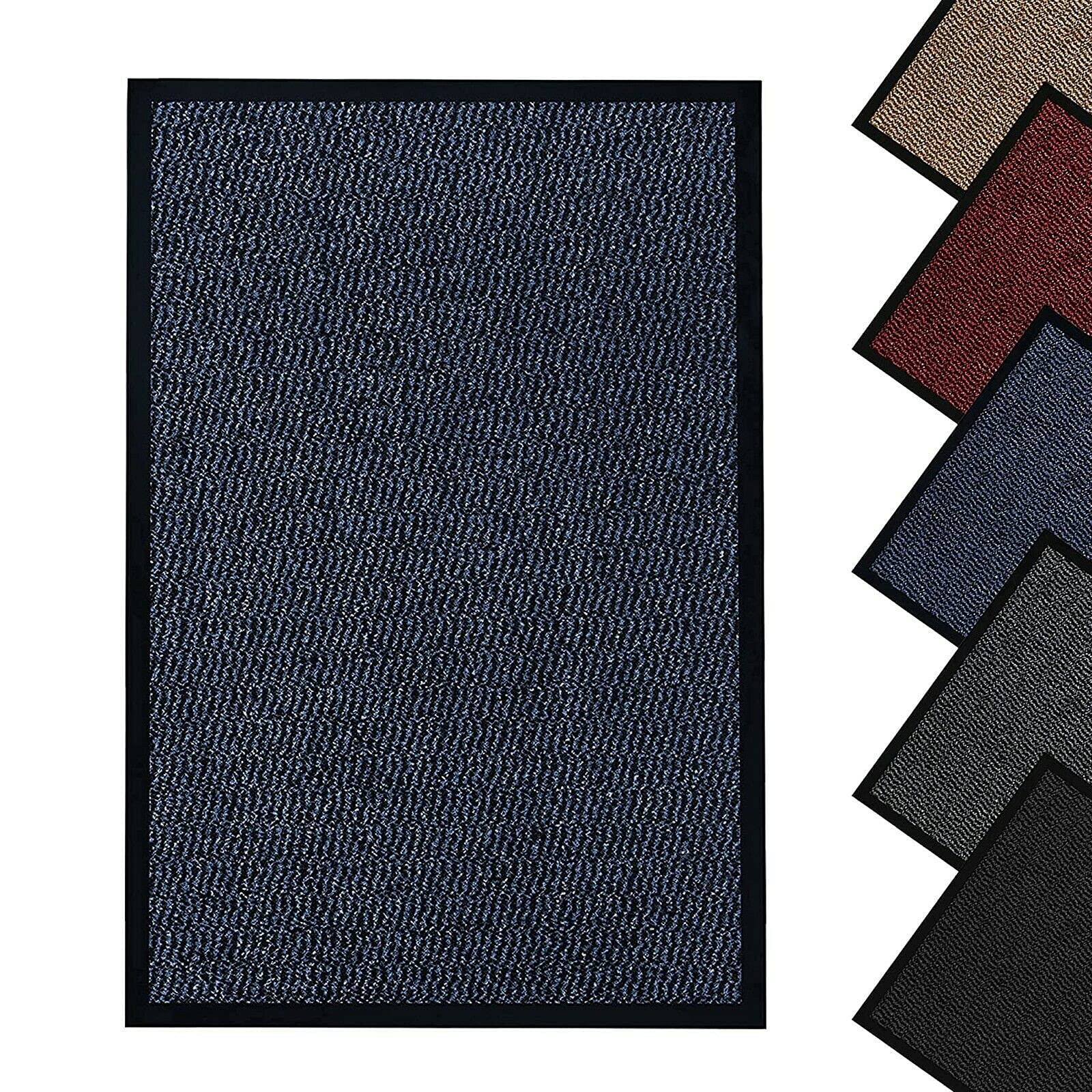 JKZ RUG AND DOORMATS Door mat heavy duty non slip indoor/outdoor Kitchen hall floor mat washable light weight barrier rubber mats (Blue, 120x180)