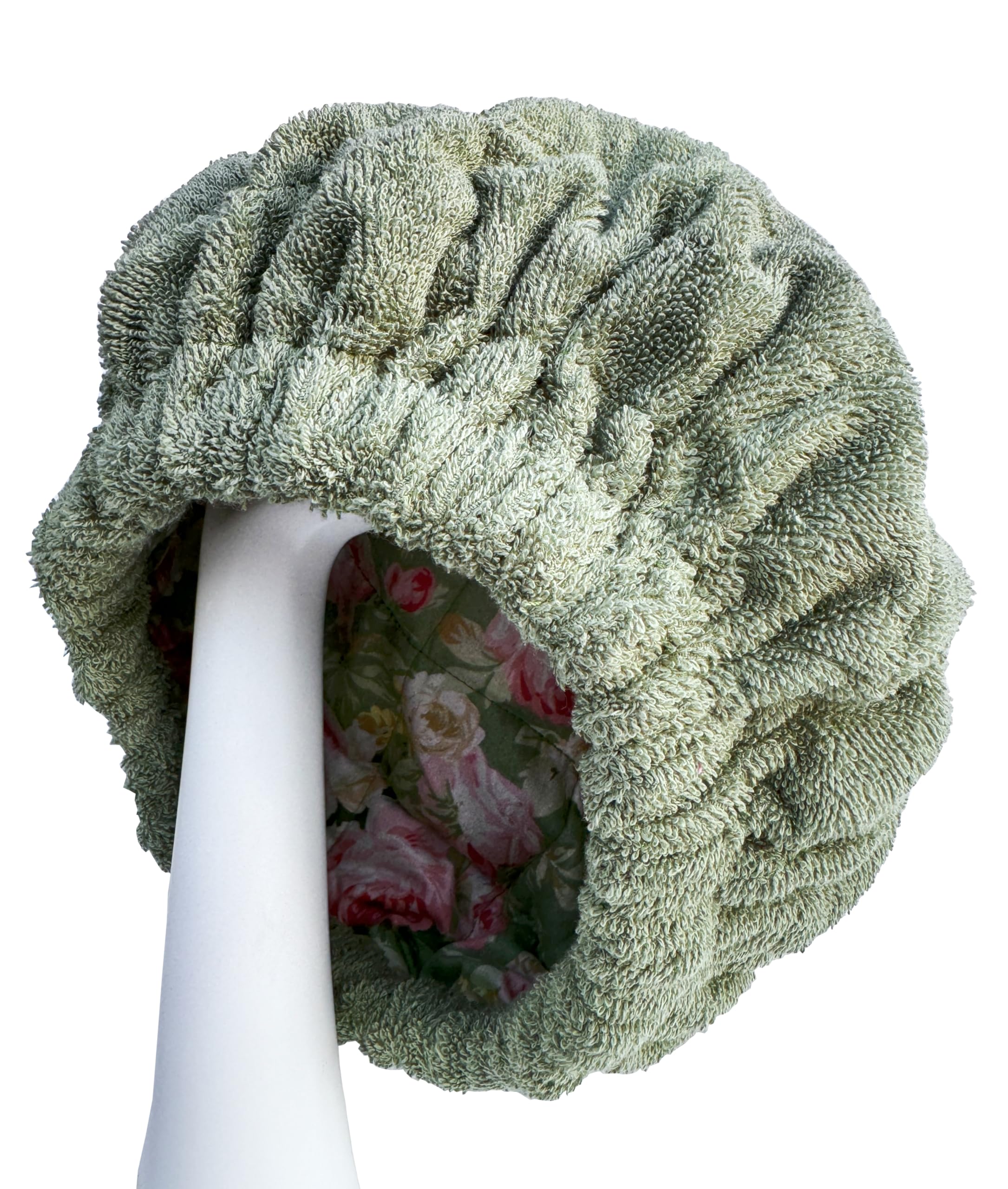 AKISS Flaxseed Deep Conditioning Heat Cap Portable Microwave Hot Bonnet Therapy Hair care Cap For Women (Pea Green/Rose, Large)