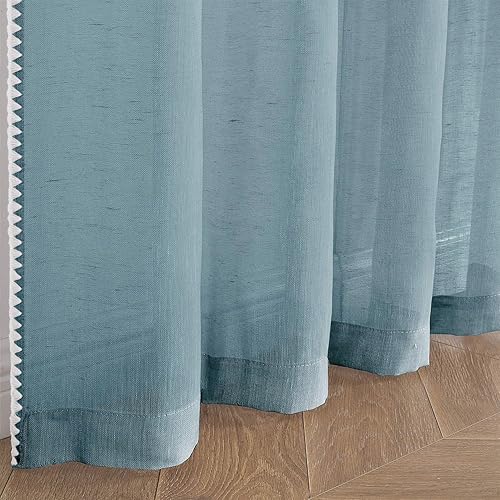 Miniatura 7 de Selectex - Cortinas transparentes de lino natural con bordes semitransparentes