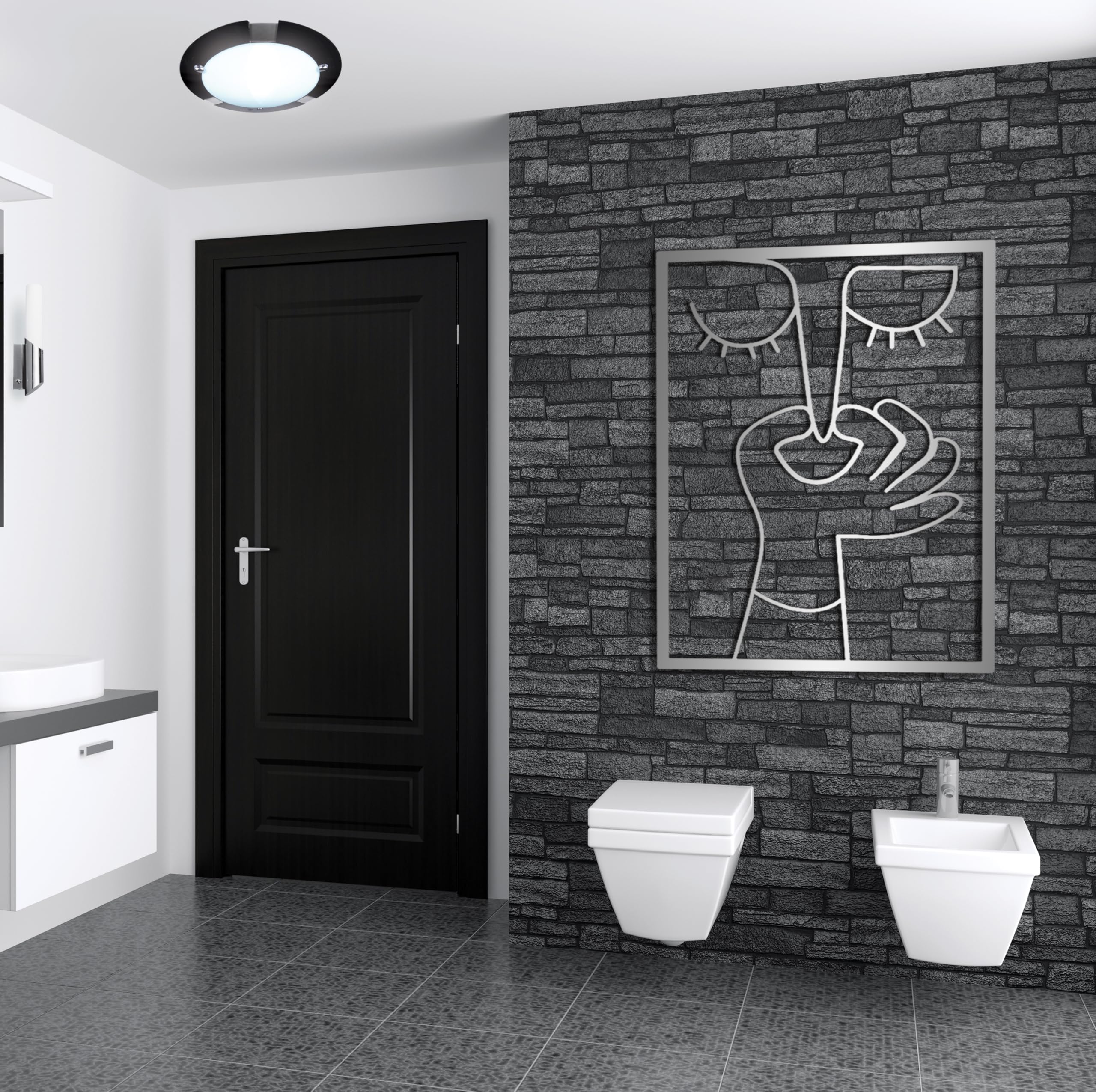 Décoration murale en métal moderne pour rehausser le design des WC