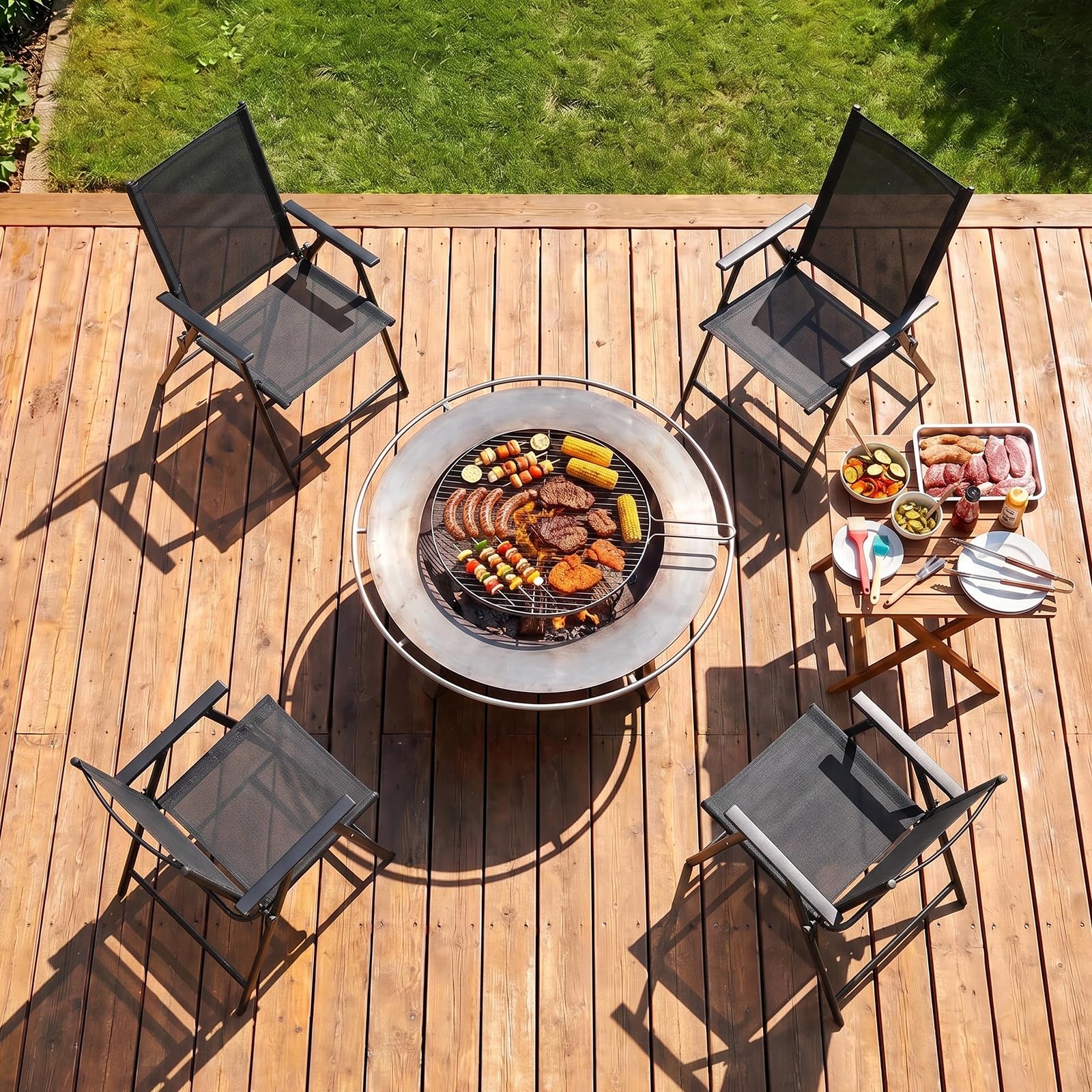 Clevich Gartenstuhl 2er Set, Balkonstuhl Hochlehner Klappbar, Campingstuhl | Leicht Klappstuhl mit Metallgestell für Garten, Terrasse und Camping, Komplett Montiert, Schwarz