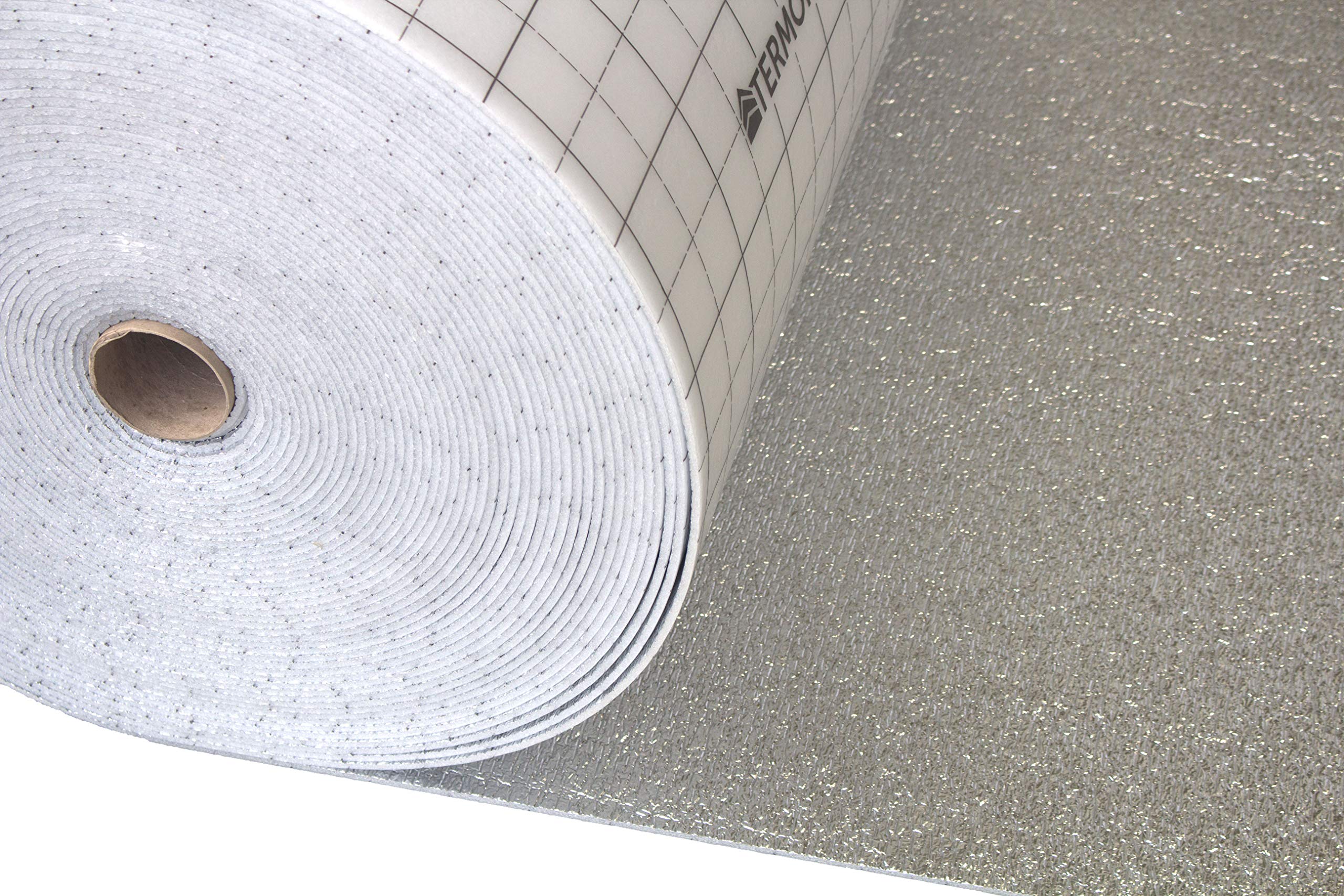 Aislamiento reflectante de espuma de aluminio – 3 mm o 5 mm de grosor, 100 cm de ancho, bloque térmico y absorción de sonido para suelos, techos, puertas de garaje y furgonetas (3 mm – 1 m x 6 m)