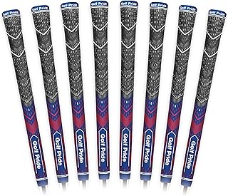 MCC Plus4 Golf Club Grip - All-Weather Hybrid Grip with Larger Lower Hand - Brushed Cotton Cord & Pebbled Texture - Navy/Red