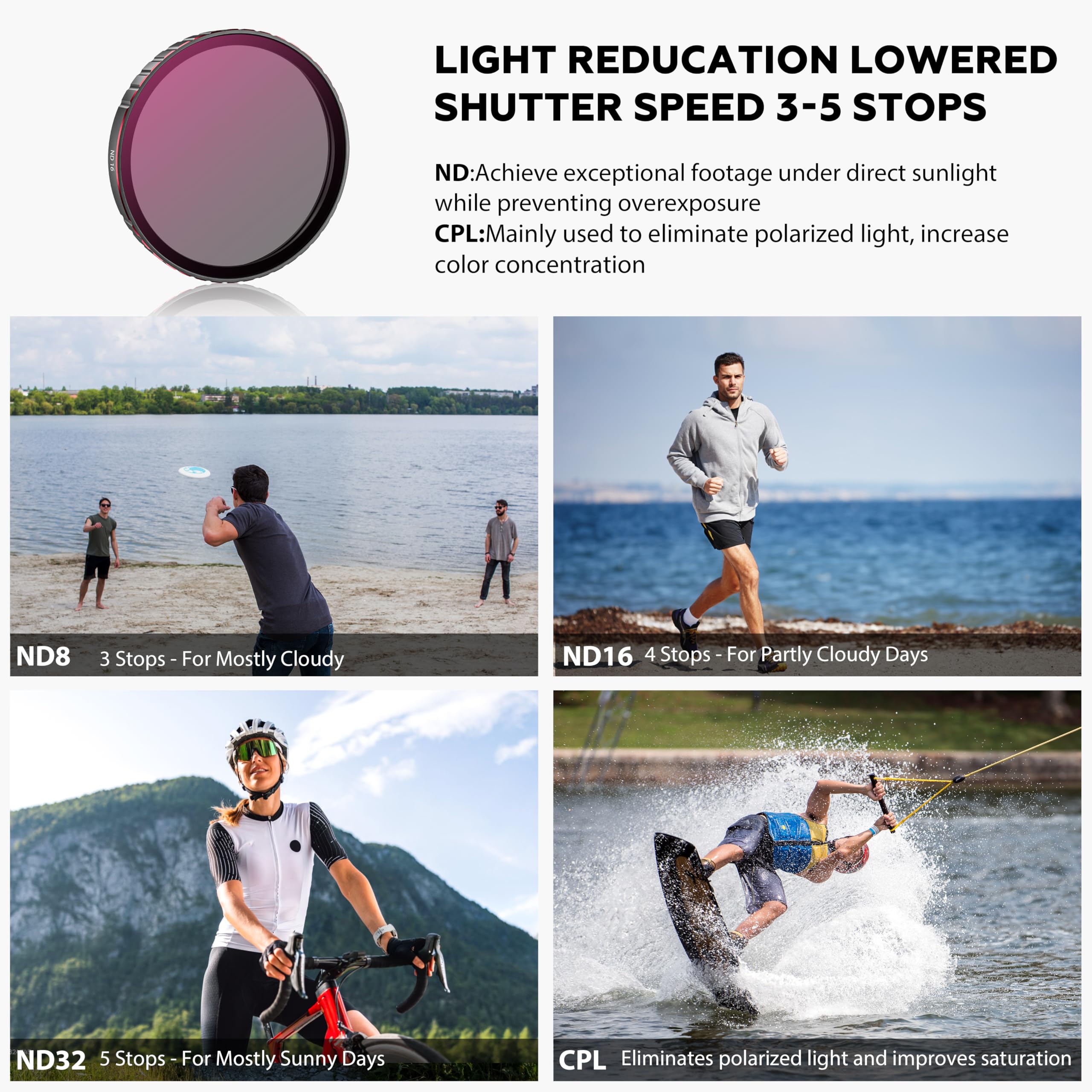 STARTRC PHOTO Osmo Action zestaw filtrów 6 ND, zestaw 4 filtrów CPL&ND8/16/32 do DJI Action 6, akcesoria polaryzacyjne o neutralnej gęstości HD