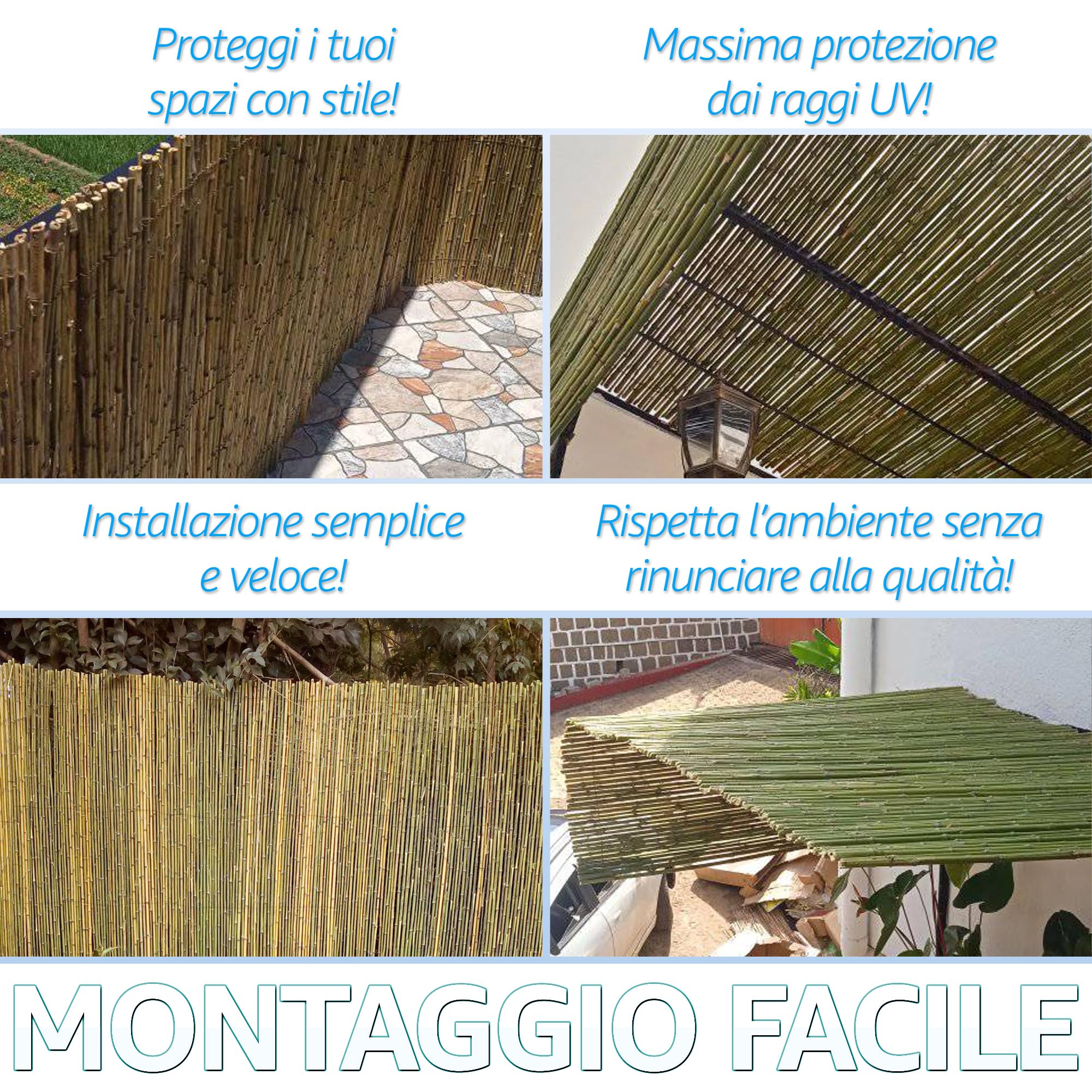 Sicignano | Canne Italia Arella in Bamboo Naturale 2x3 Metri, Ideale per Recinzioni Separè Coperture Spazi Privacy, Casa Giardino Mare Spiaggia, Utili per Creare Ombra
