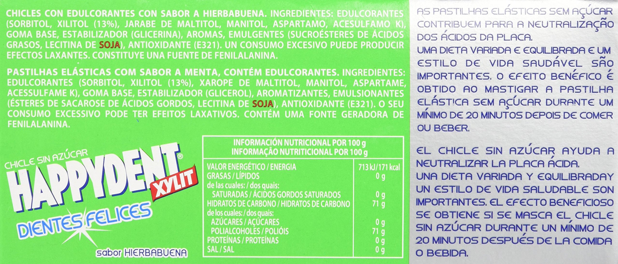 Happydent Hierbabuena Chicle Sin Azúcar 200 unidades