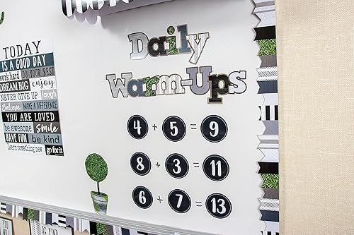 Miniatura 3 de Teacher Created Resources Modern Farmhouse Pennants - Borde troquelado, 35 pies, negro, gris, blanco, verde