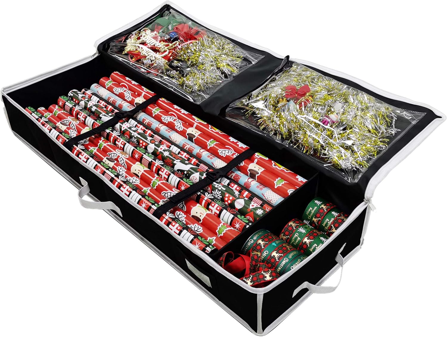 Gift Wrap Storage Organizer - Easily Organize Your Wrapping Paper, Ribbons, Bows and Scissors. Keeps Supplies in Perfect Condition Year Round and Ready for The Next Season. (Black) : Home & Kitchen
