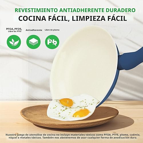 Miniatura 3 de Nutrichef Juego completo de utensilios de cocina de grado profesional de 54 piezas, utensilios de cocina antiadherentes de cerámica, ollas y