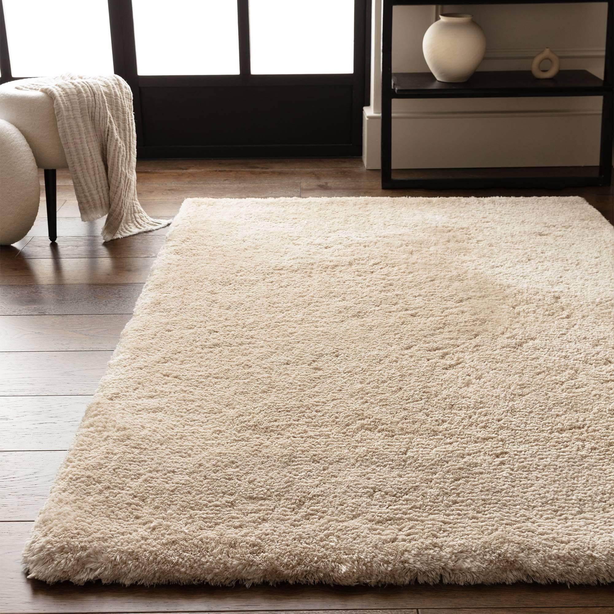Lord of Rugs PureLux Shaggy Rug Ultra Soft Thick Shaggy Carpet for Living Room Bedroom Modern Warm Cosy Plush Hand Tufted Plain Area Rug Natural Beige, 160 x 230 cm (5'3"x7'7")