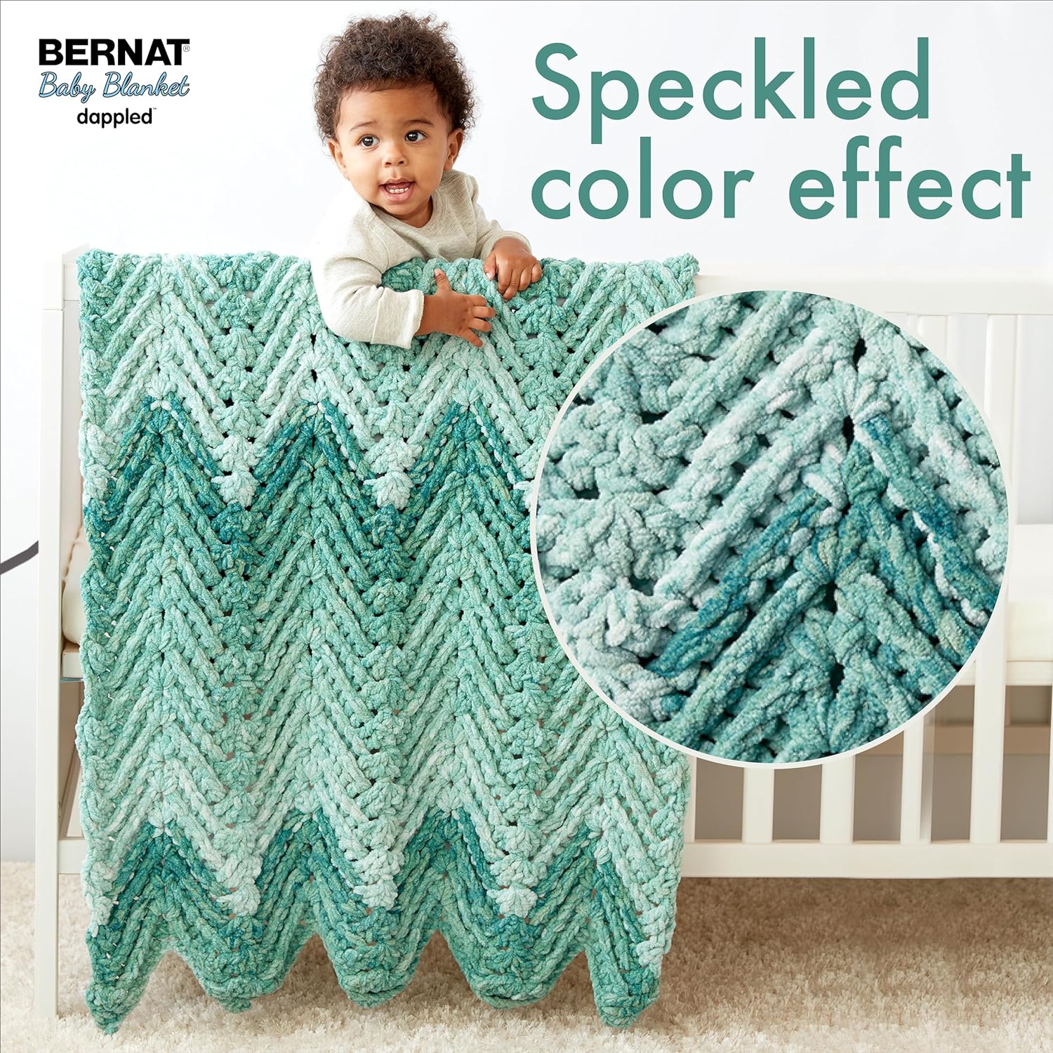 Bernat Baby Blanket Dappled Misty Jungle Green Yarn - 2 Pack of 300g/10.5oz - Polyester - 6 Super Bulky - 220 Yards - Knitting/Crochet