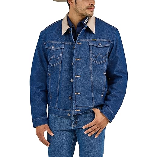 Wrangler | Jaqueta jeans forrada com gola de veludo cotelê