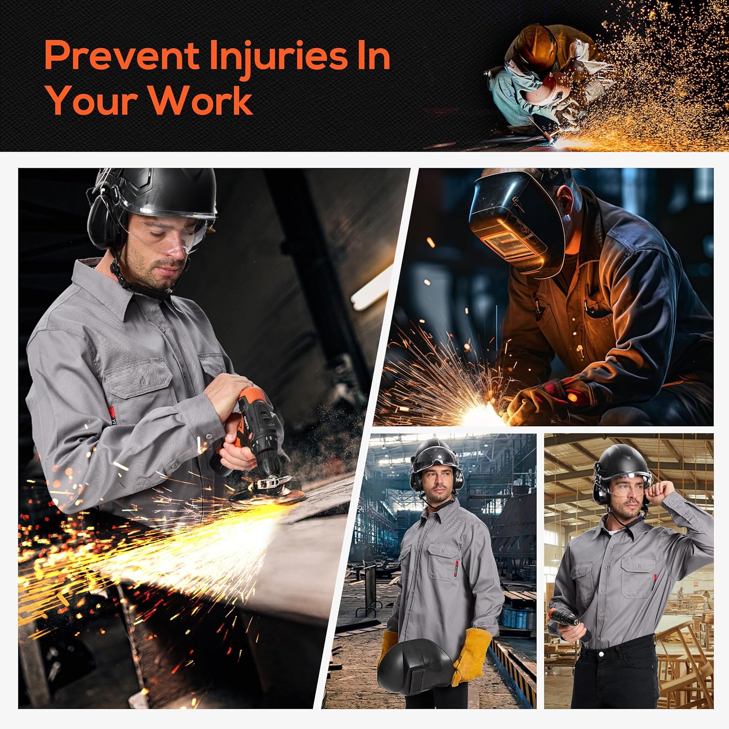 SRsafety Hi Vis FR Shirts for Men,7.0oz Long Sleeve FR Work Shirts,100% Cotton High Visibility Fire Shirt - Image 2