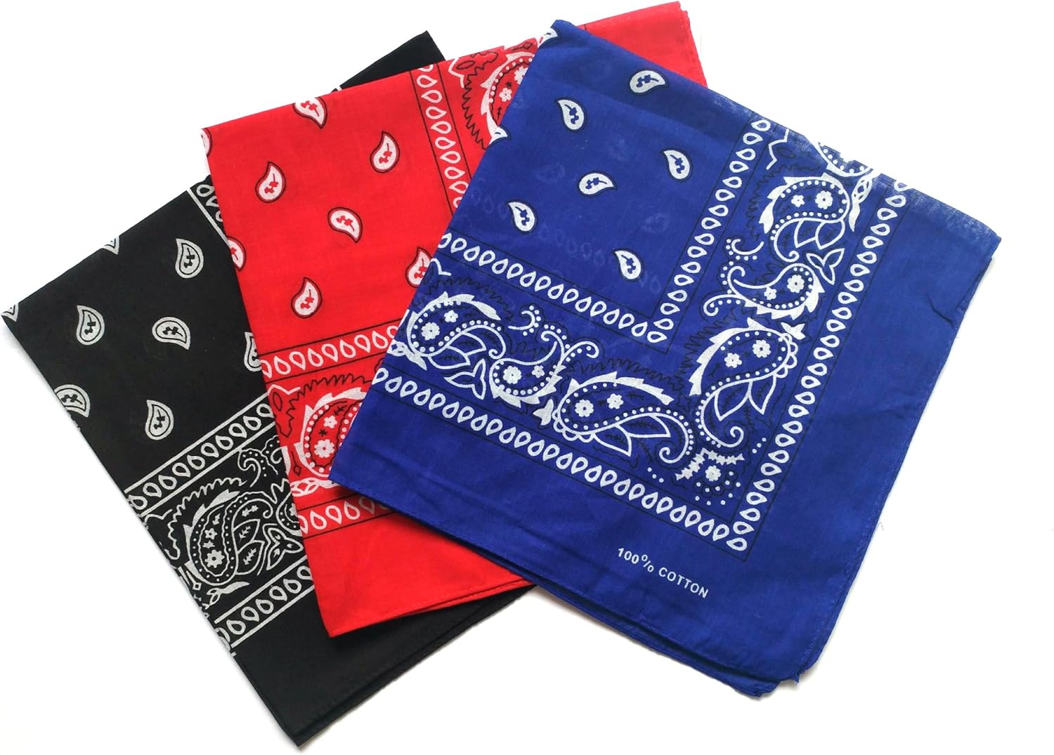ComboCube 12 Pack(one dozen) Multi-Purpose novelty Blue Cotton Paisley Cowboy Bandanas Headband for Men,Women and Child : Clothing, Shoes & Jewelry