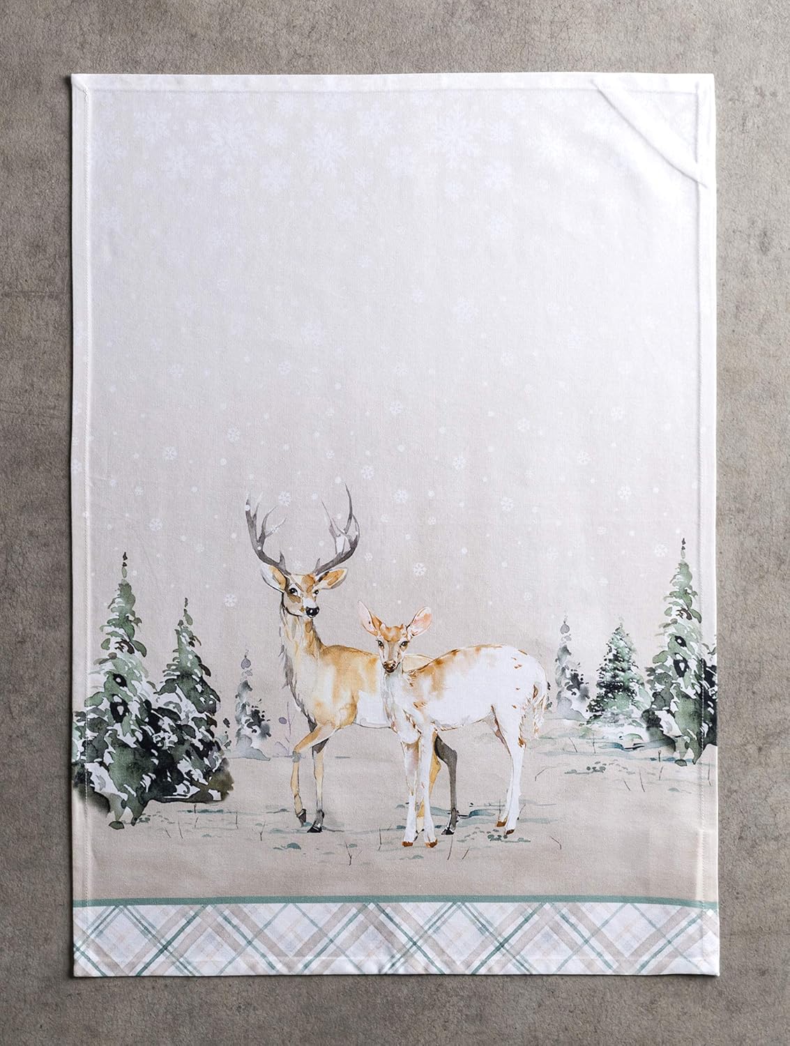Maison d' Hermine Kitchen Towels Set of 3 100% Cotton 70 CM x 50 CM Reusable Cloth Tea Dish Towels Absorbent with Hanging Loop for Kitchen Dining Christmas Decorations (Deer in The Woods) - Image 5
