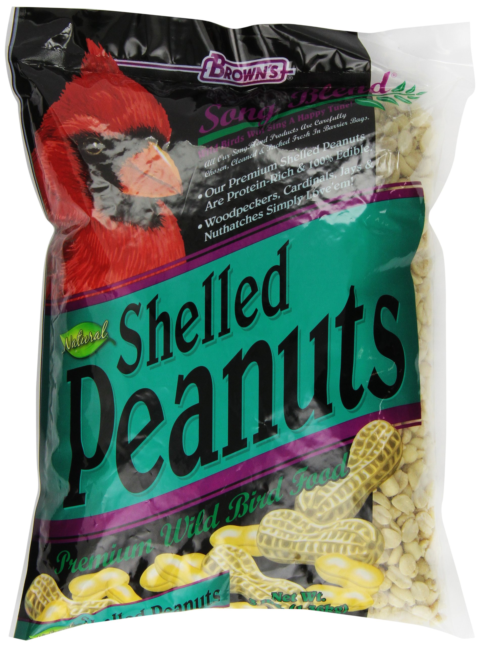 F.M. Brown'S Song Blend Premium Shelled Peanuts For Pets, 3-Pound, White