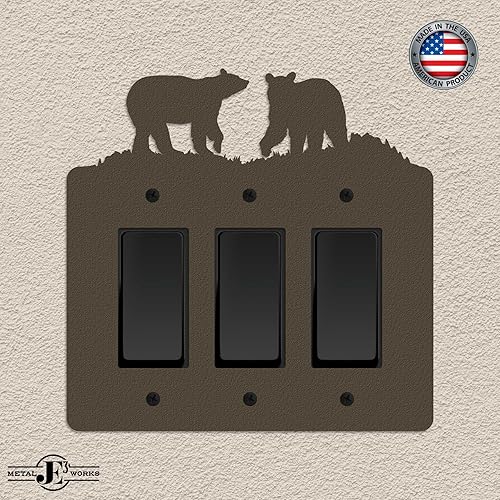 Miniatura 22 de Bear - Placa de pared para interruptor de luz (palanca simple, negro) - Fabricado en Estados Unidos Negro -,Marrón