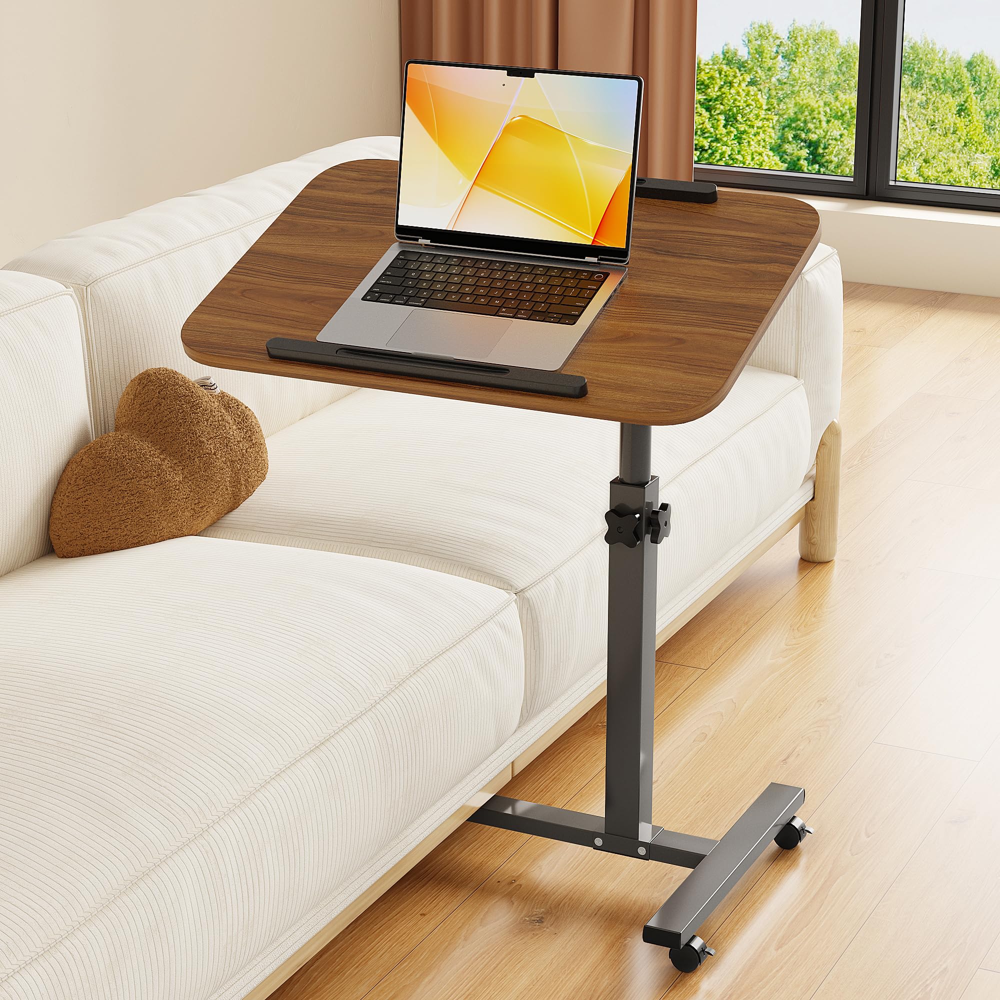 Furist Laptop Lap Desk, Mobile Adjustable Overbed Bedside Table with Wheels, Portable Standing Bed Desk, Rolling lapdesk Lap desks for Adults with Casters&amp; Mouse Pad