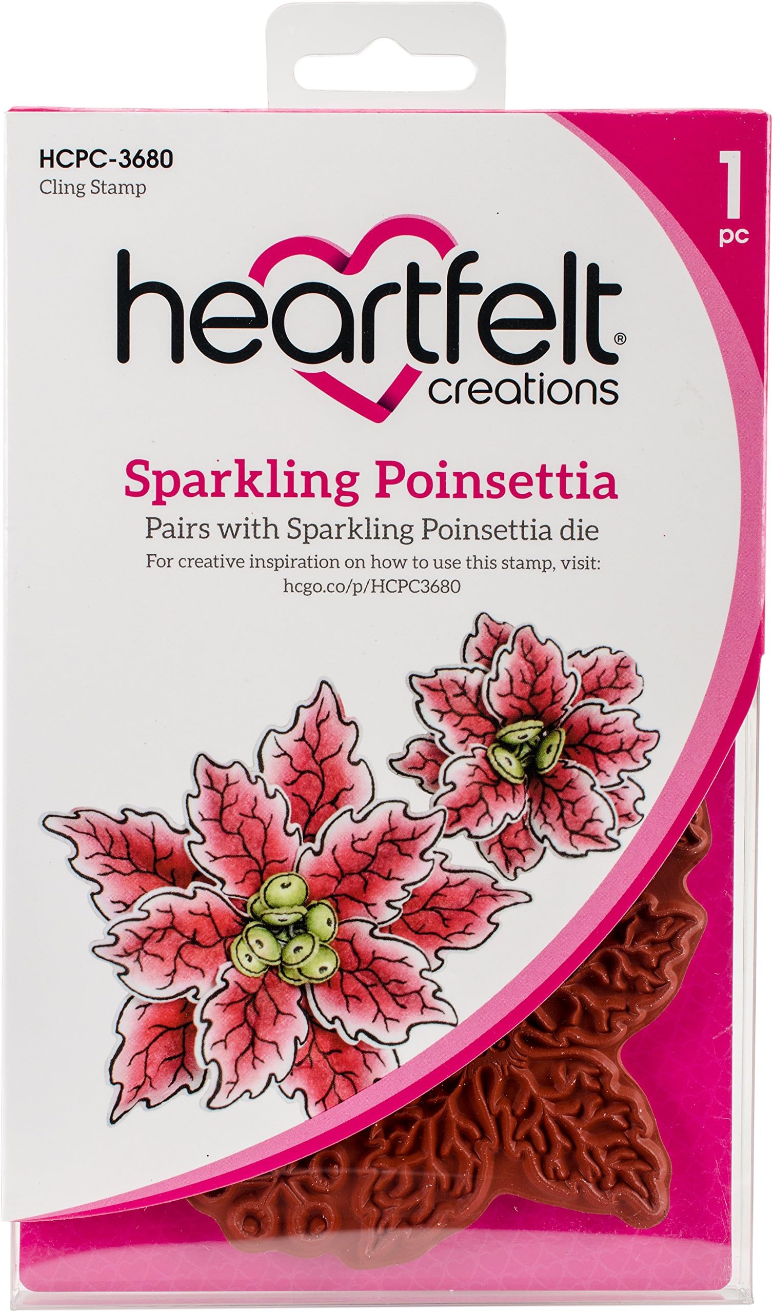 Heartfelt Creations Sparkling Poinsettia Cling Rubber Stamp