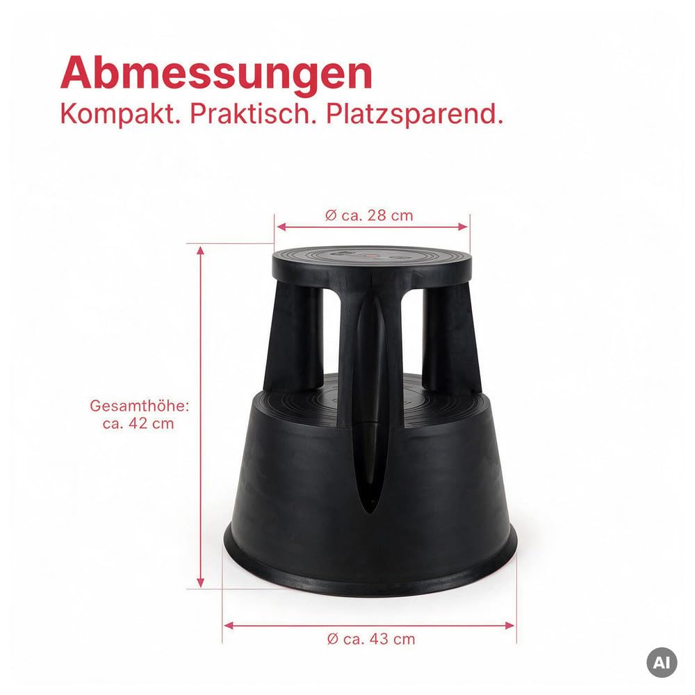 WETEC Rollhocker, ESD (Aufstieghilfe Aufstiegshilfe Tritt Elefantenfuß Steighhilfe ESD-Rollhocker Sitzhocker 1750.RH WE-1750.RH Tritthocker) typischer Ableitwiderstand: ca. 10^4 Ohm
