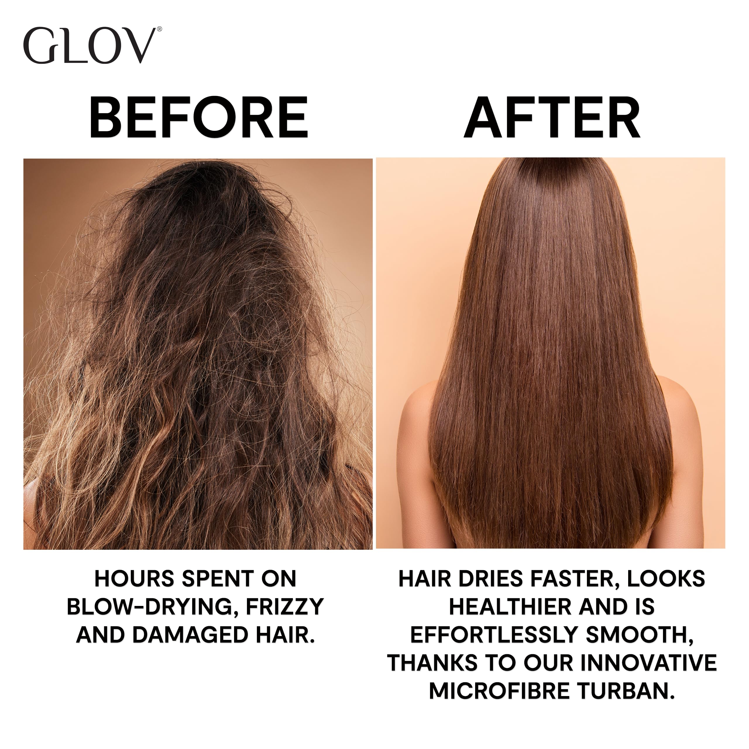 Glov Turbante in Microfibra Asciugamano Seta Capelli per Asciugatura Rapida e Delicata Ideale per Capelli Ricci e Lisci Design Ergonomico Leggero Uso Quotidiano