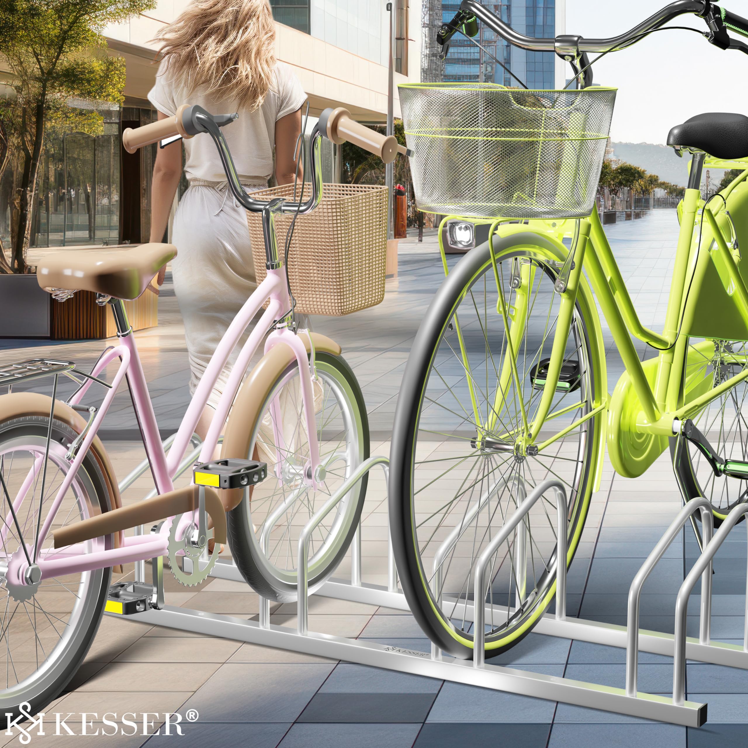 KESSER® Soporte para Bicicleta con Placa de Aparcamiento, Soporte múltiple con Distancia de Rueda de 37 cm para neumáticos de 30 – 65 mm,